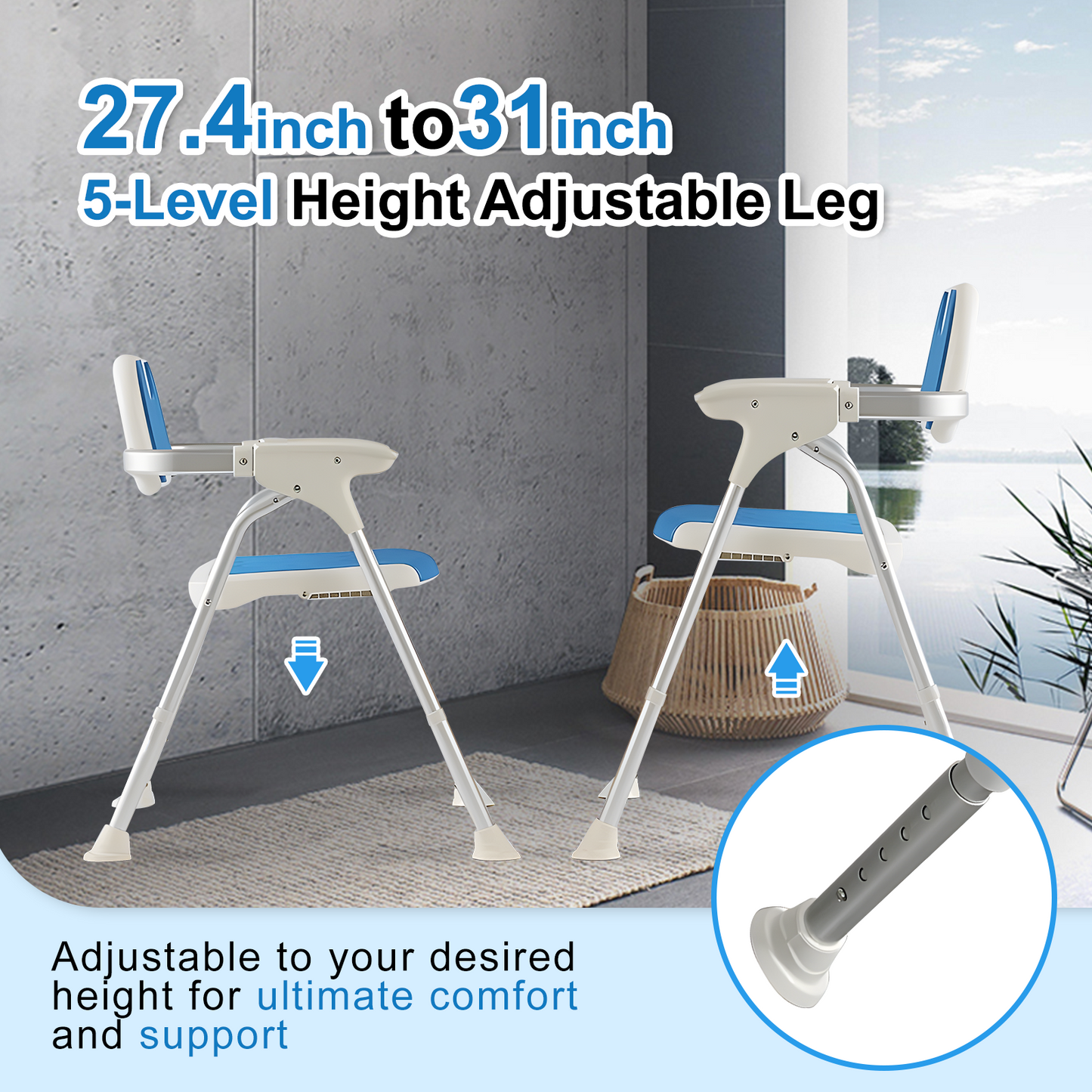 Quick-Fold Shower Chair w/ Anti-Slip Seats