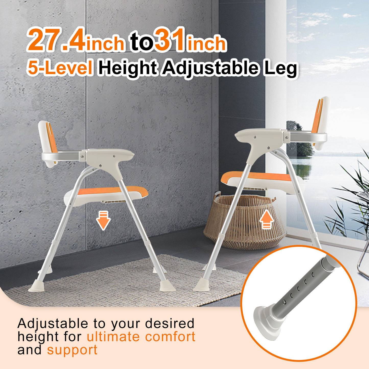 Quick-Fold Shower Chair w/ Anti-Slip Seats