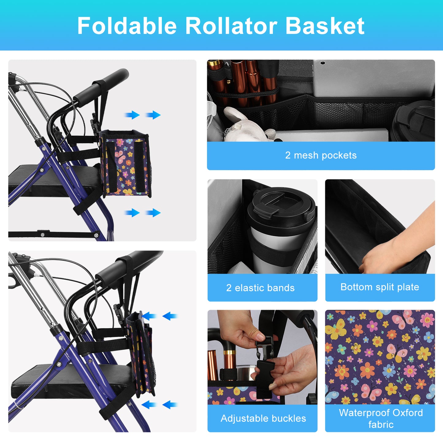 Large Capacity Rollator Basket