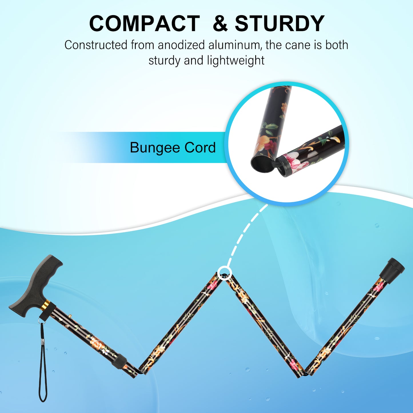 5-Level Folding Cane with T Handle