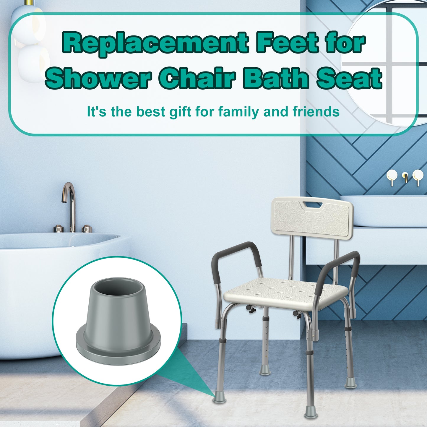 4-Pack Non-Slip Shower Chair Feet