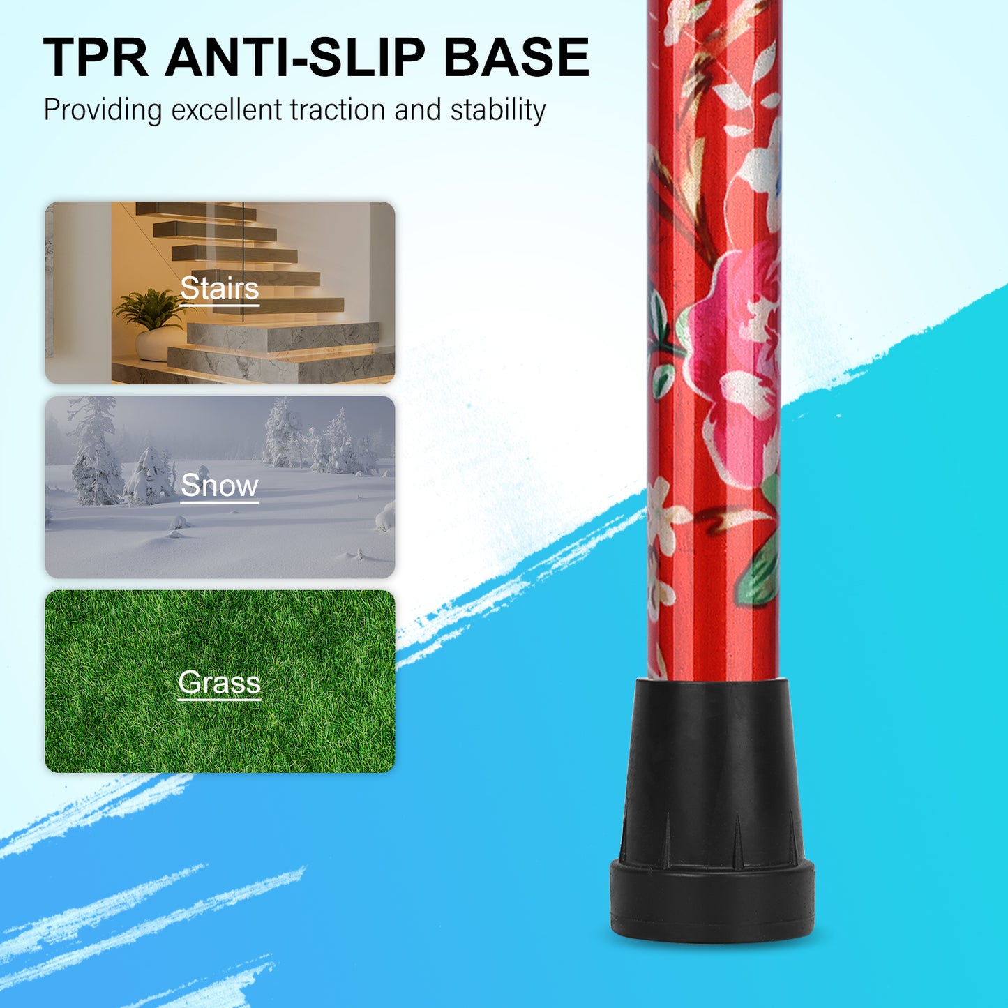 5-Level Folding Cane with T Handle