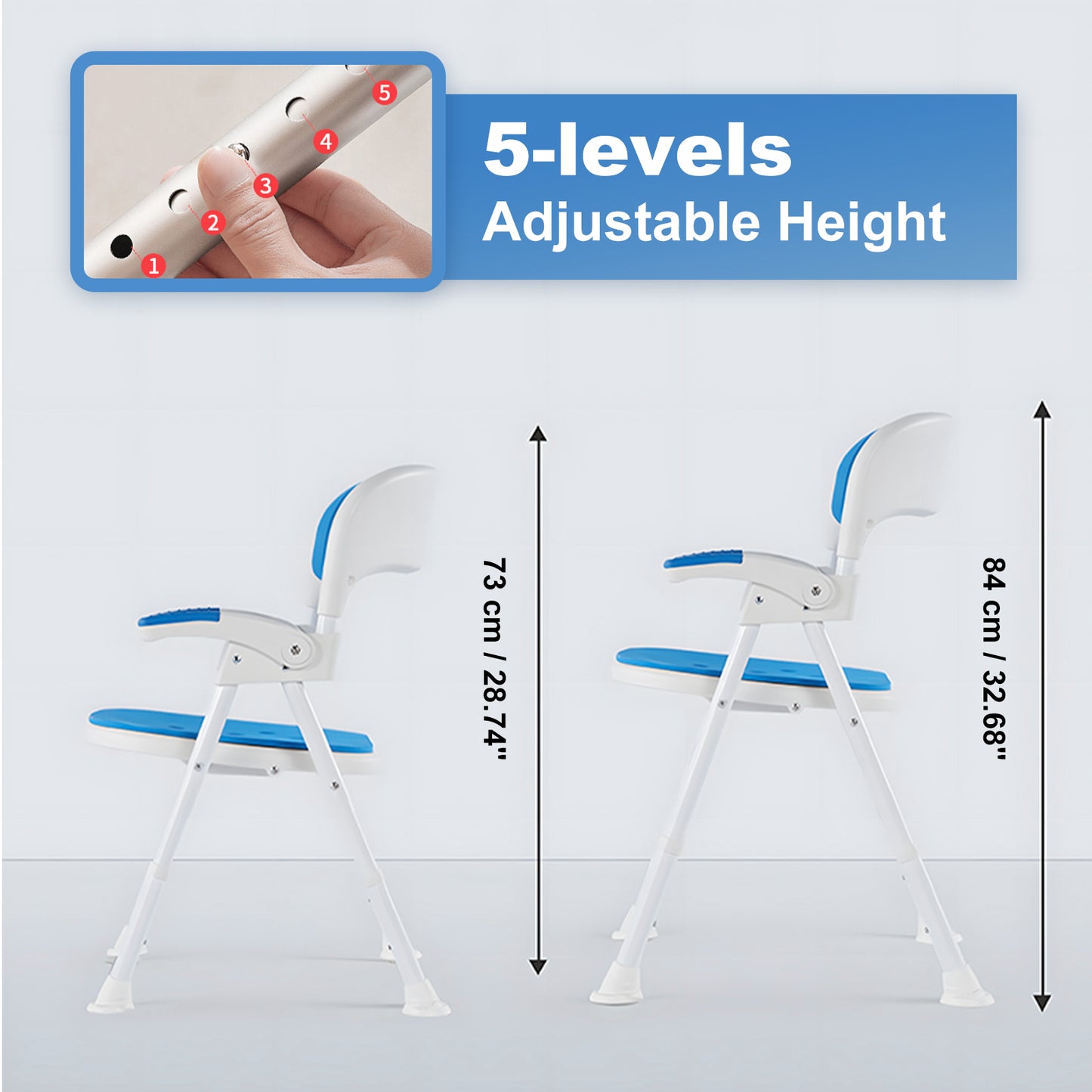 Instant-Fold Shower Chair w/ Adjustable Height & EVA Cushion