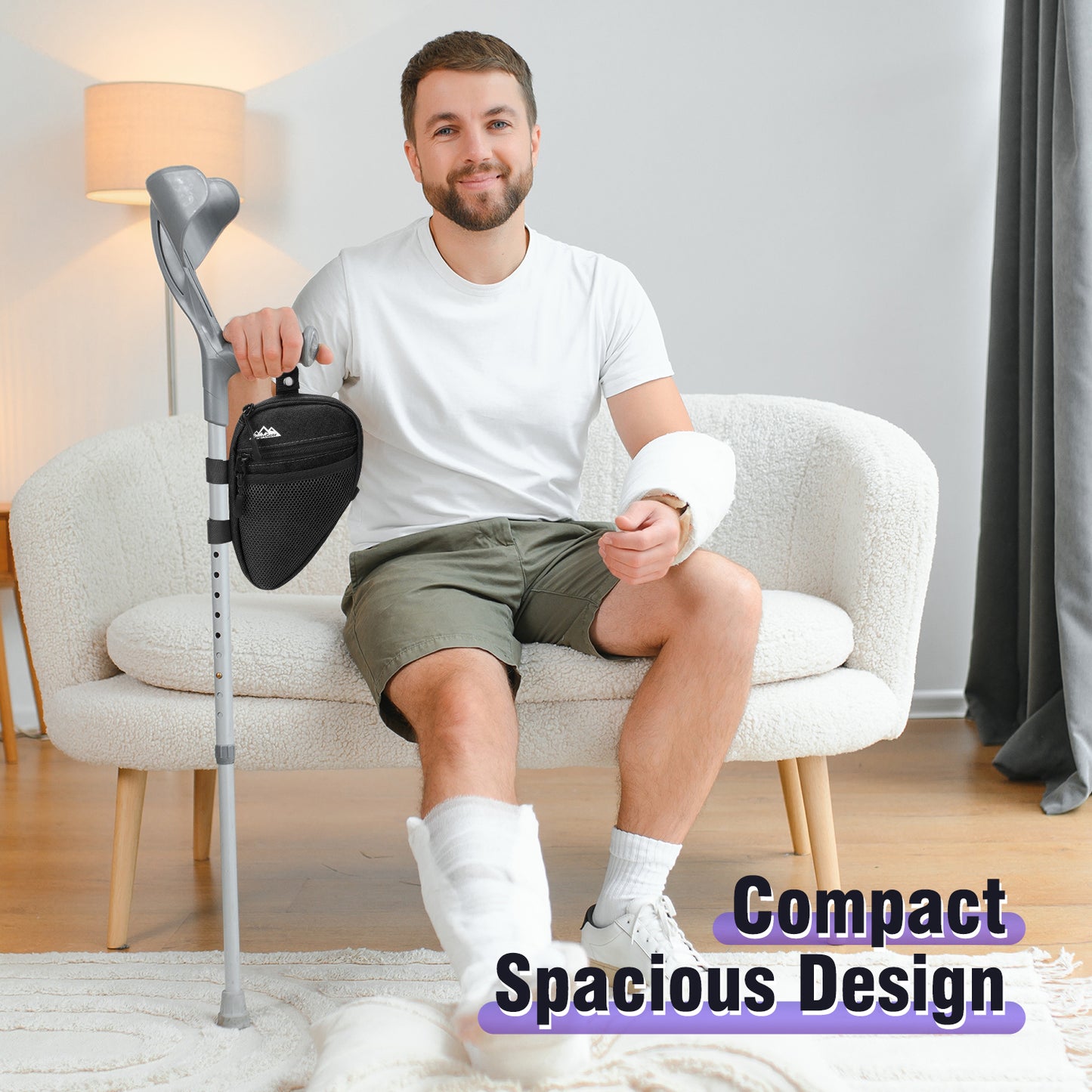 Forearm Crutch Bag – Lightweight Water-Resistant Pouch with Cup Holder