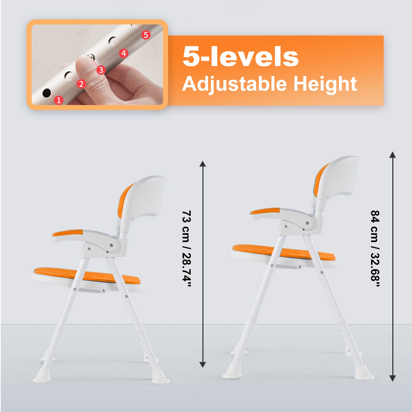 Instant-Fold Shower Chair w/ Adjustable Height & EVA Cushion