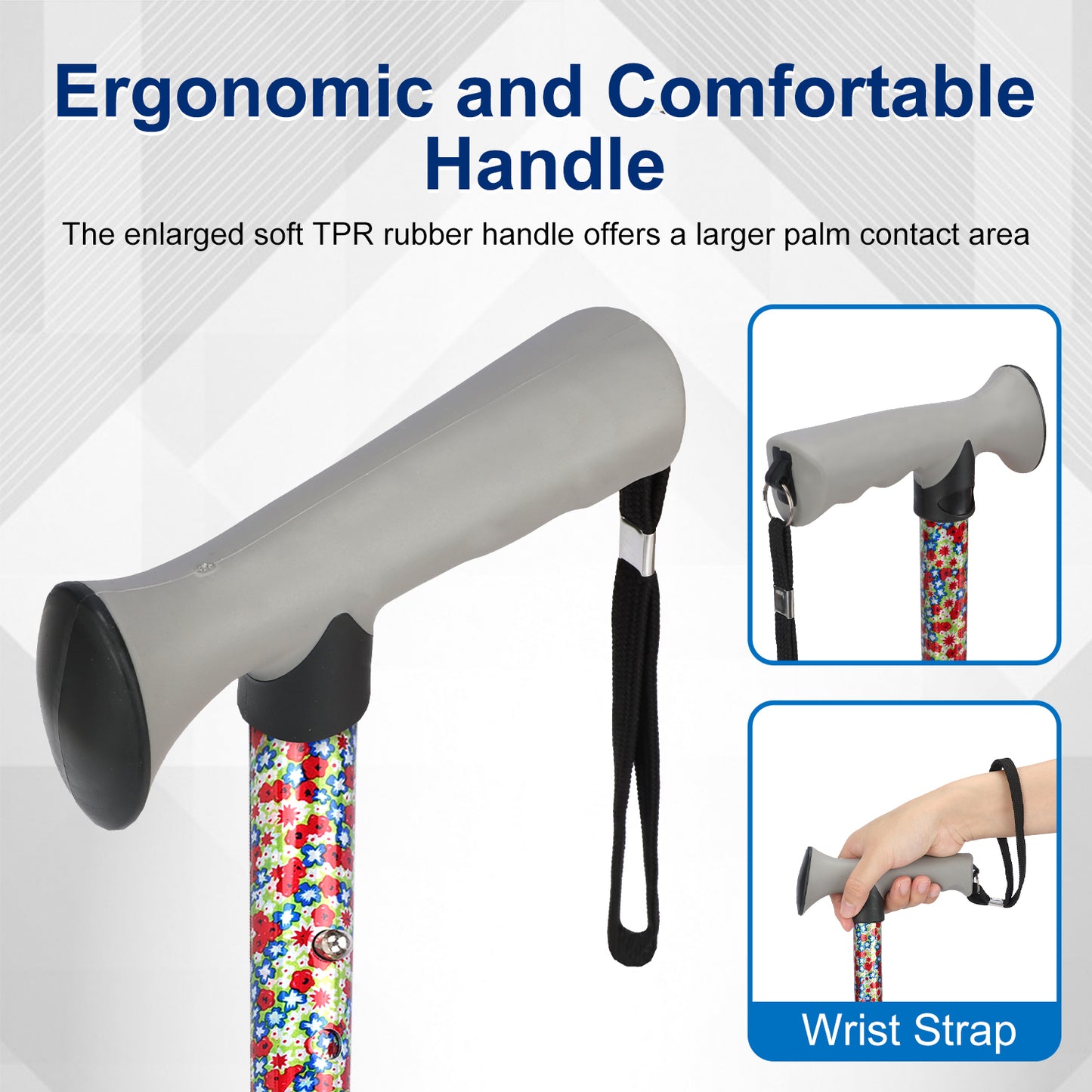 Folding Walking Cane, 5 Height Levels, Supports up to 250 lbs