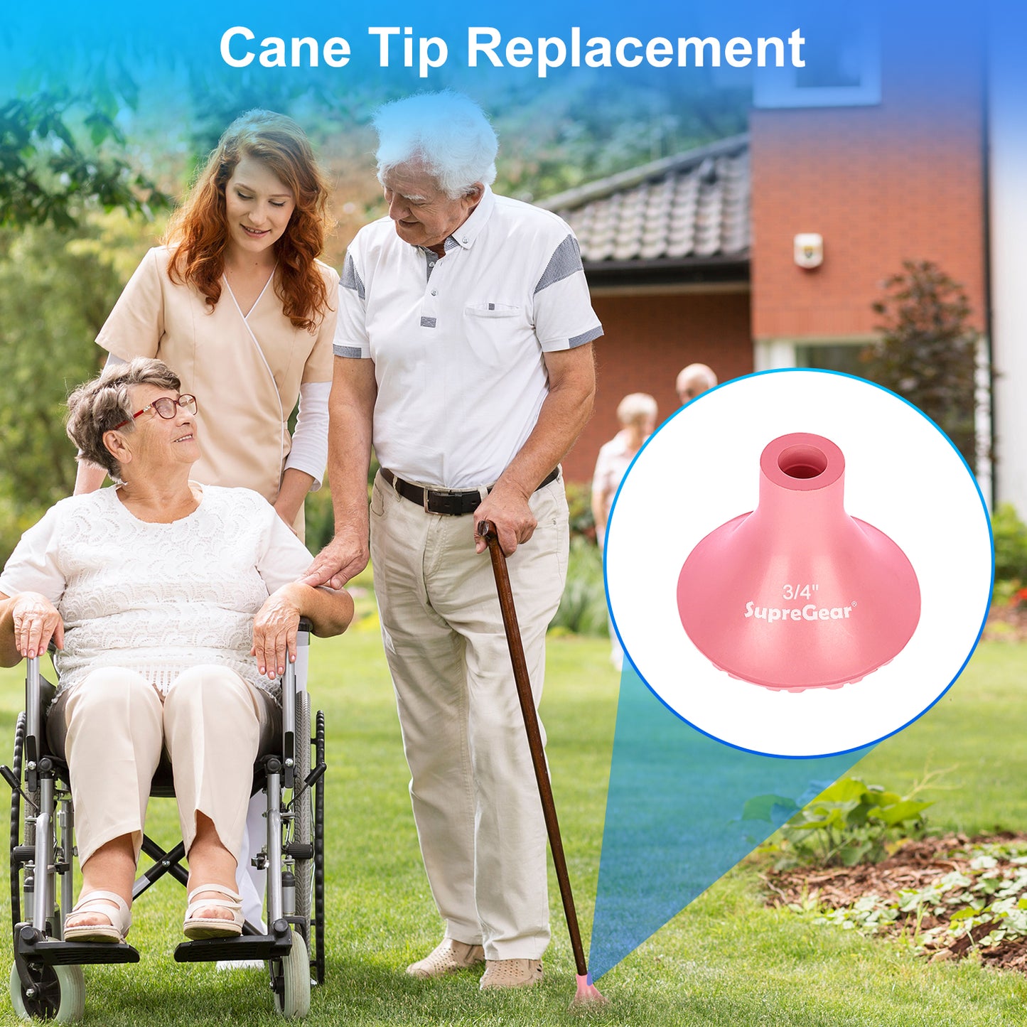 Anti Slip Cane Tip Replacement, Wide Base for Stability and Grip