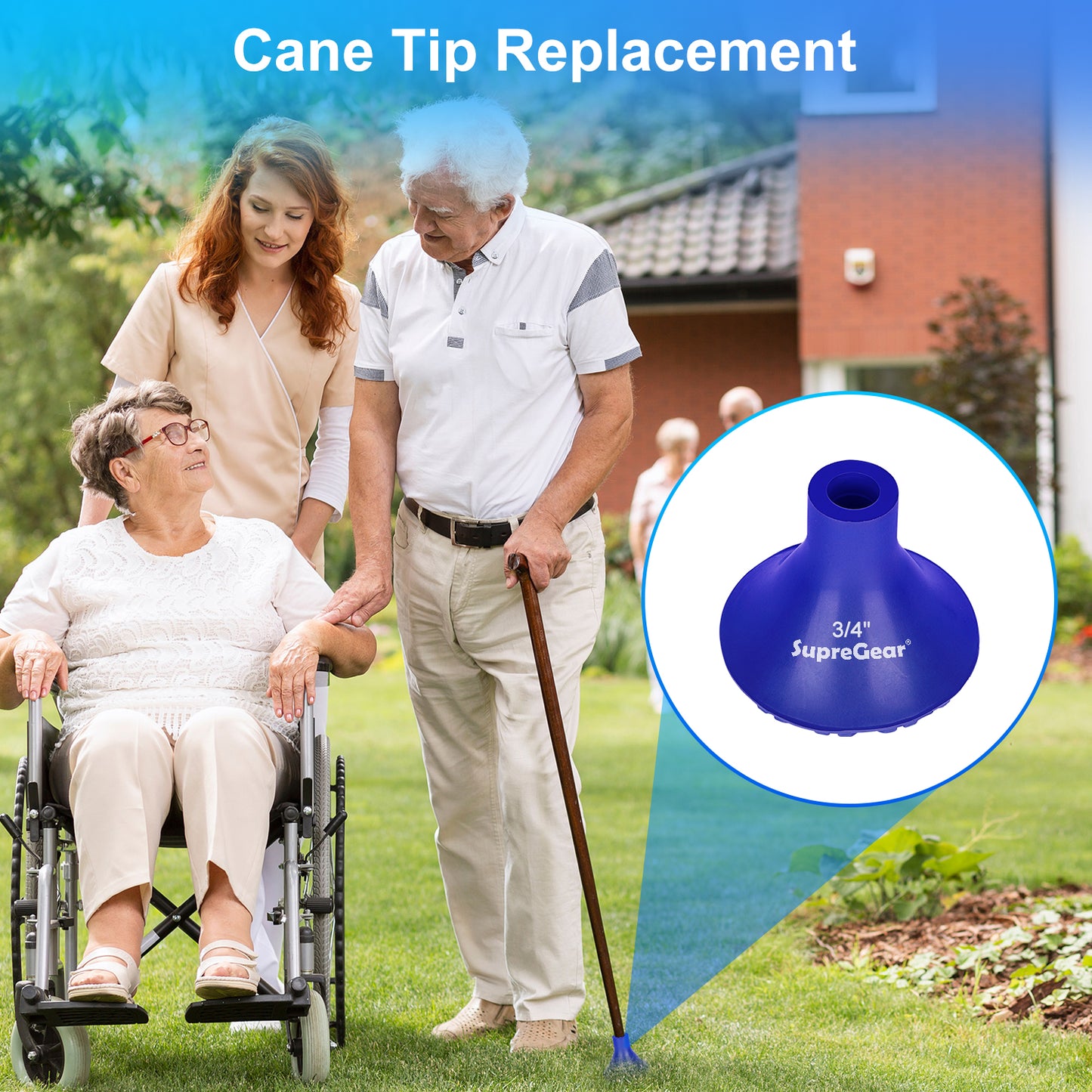 Anti Slip Cane Tip Replacement, Wide Base for Stability and Grip
