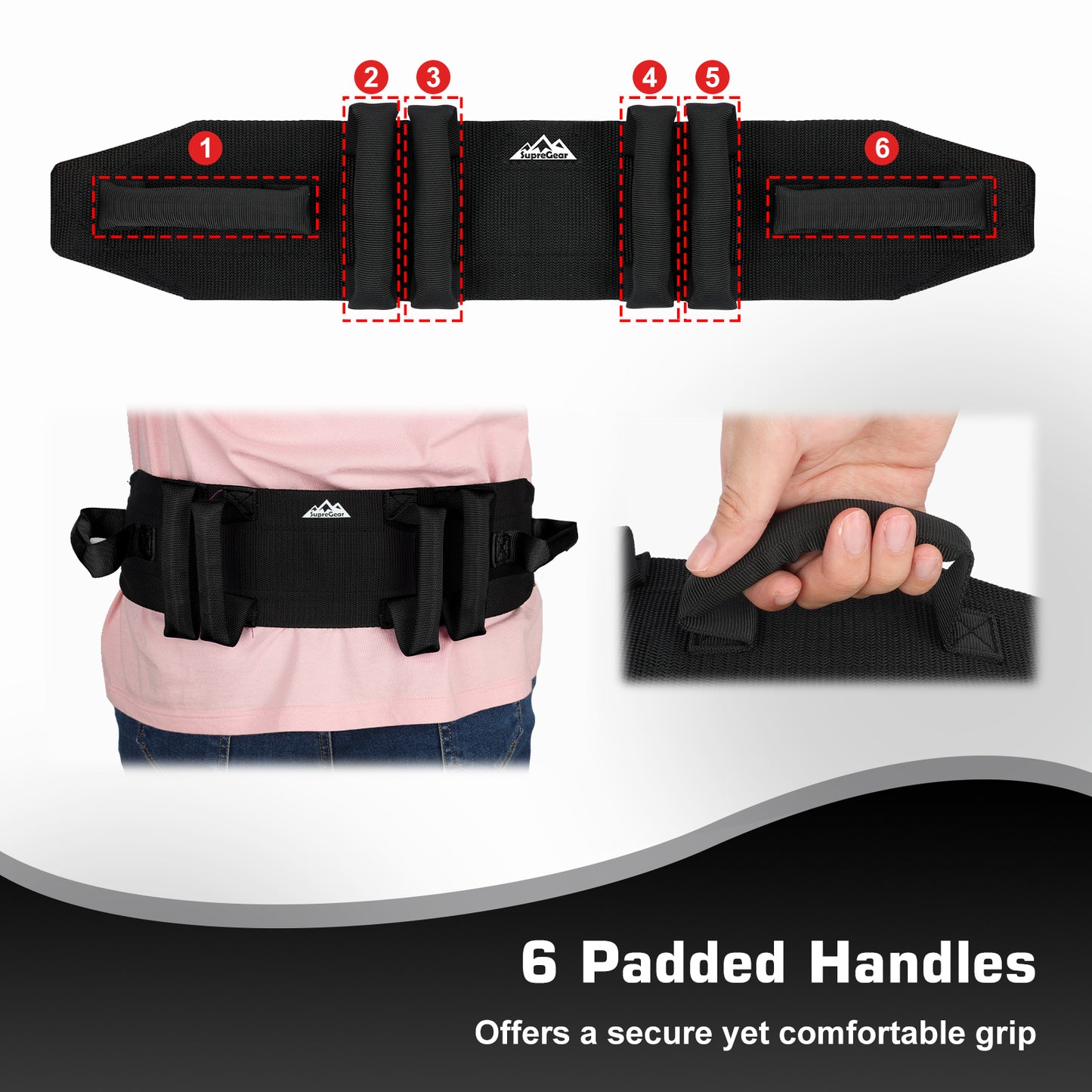 Gait Belt for Transfer Assistance, 4-Inch Strap, Supports Up to 300 lbs