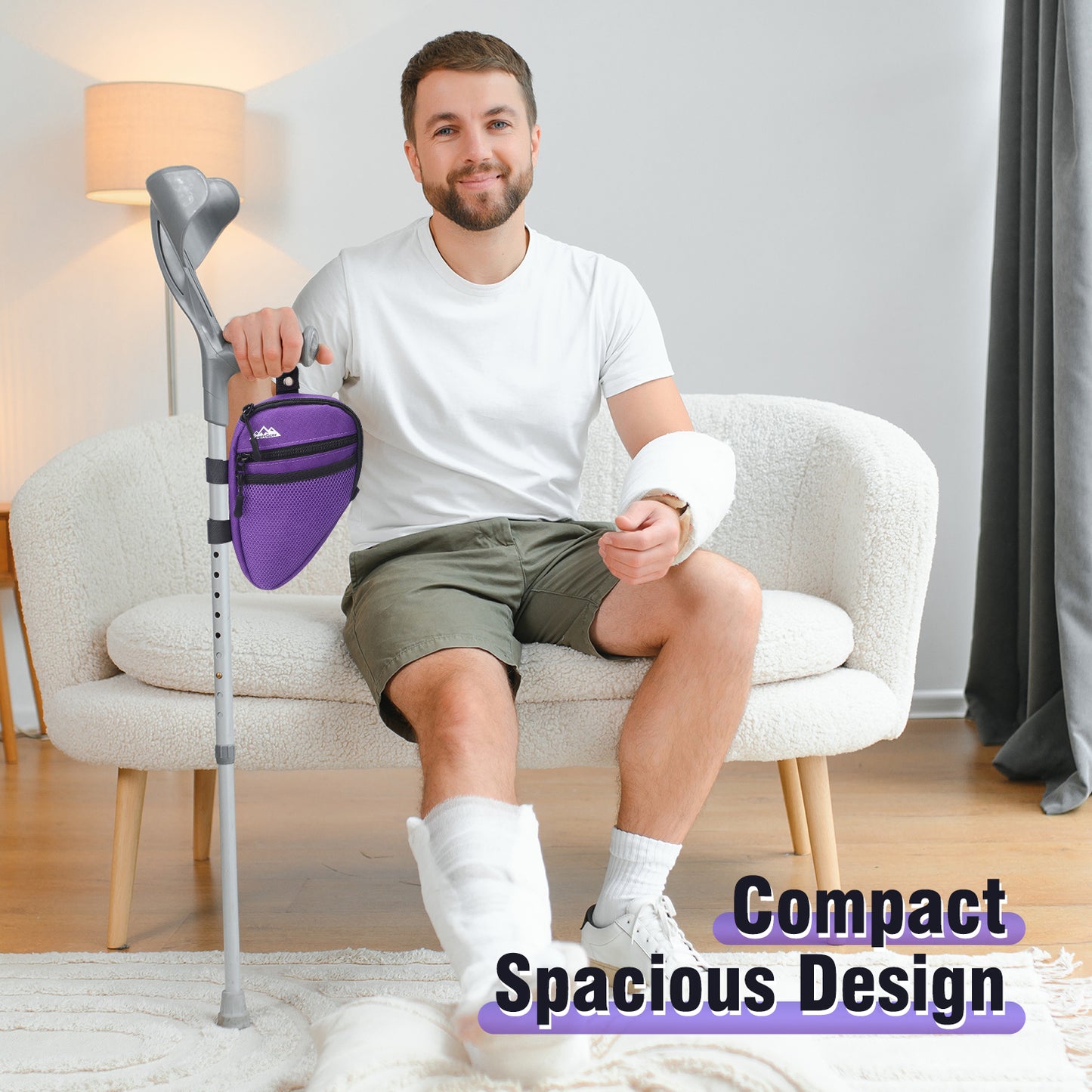 Forearm Crutch Bag – Lightweight Water-Resistant Pouch with Cup Holder