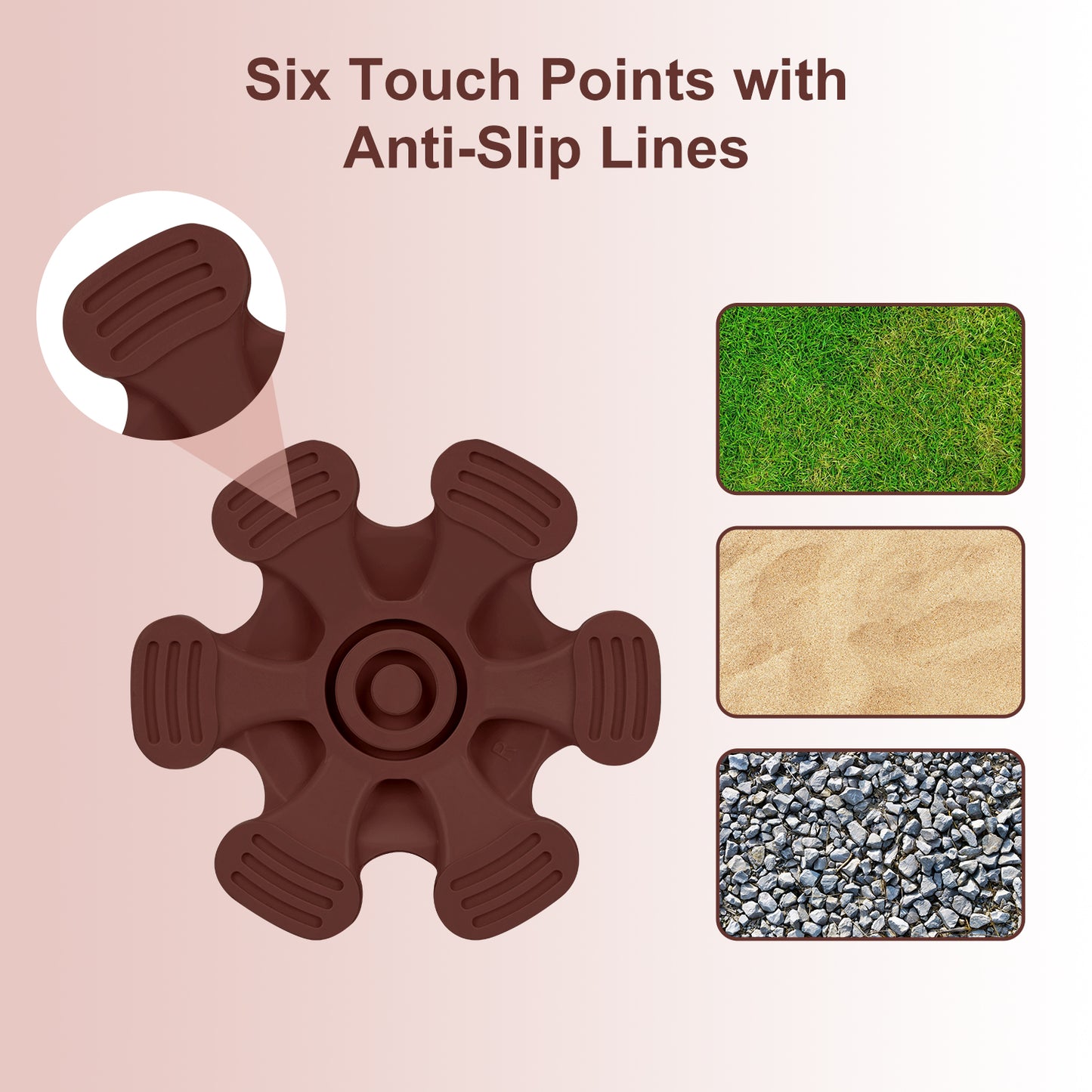 3/4 Inch Stable Six Point Non-Slip Cane Tip