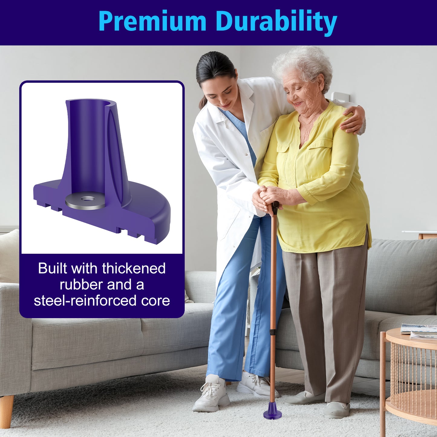 3/4-Inch Heavy Duty Cane Tip – Anti-Slip Wide Base