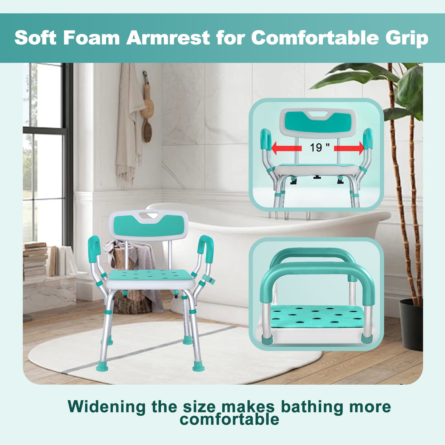 Folding Shower Chair (Backrest and Padded Armrests included)