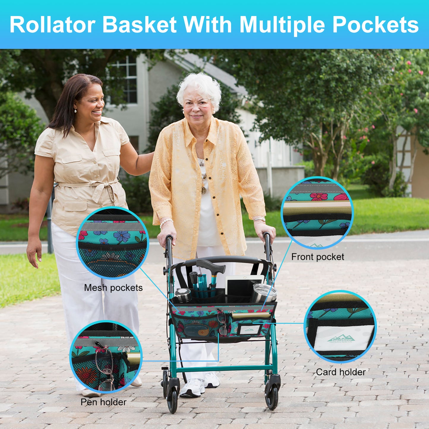 Large Capacity Rollator Basket