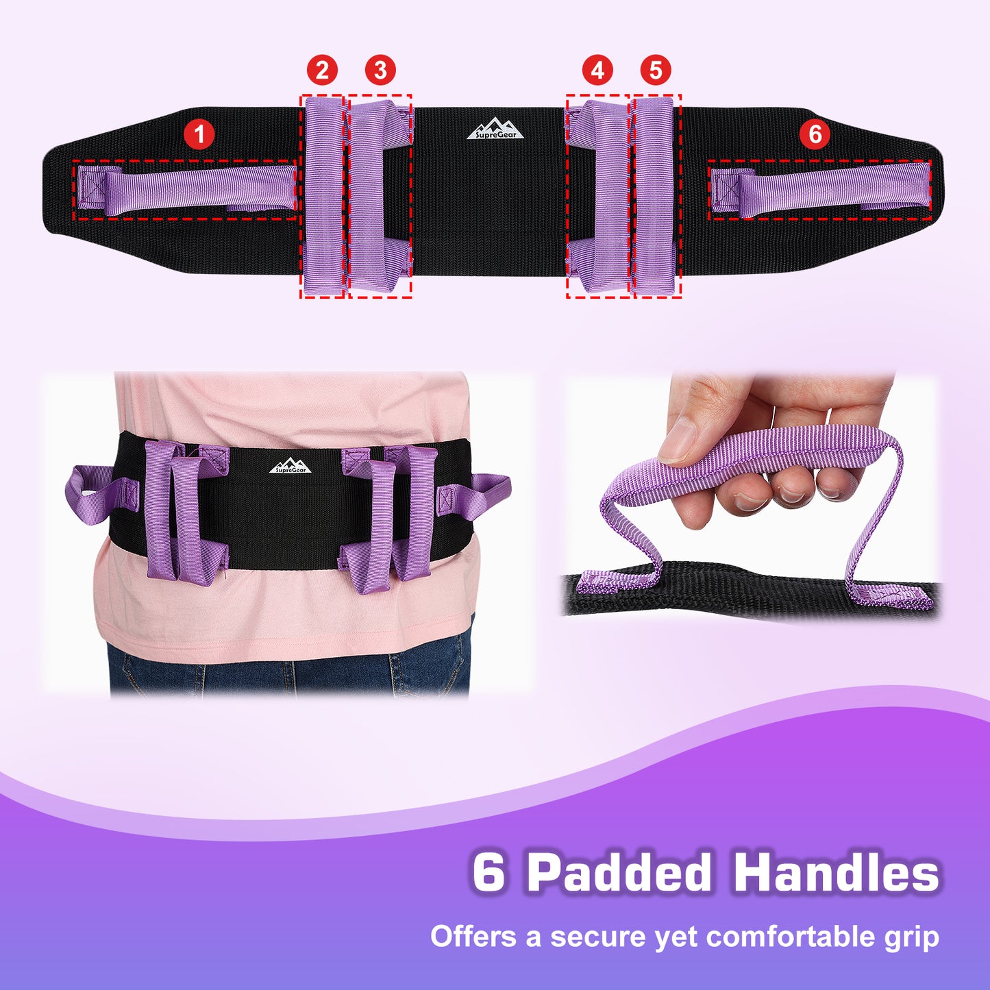 Gait Belt for Transfer Assistance, 4-Inch Strap, Supports Up to 300 lbs