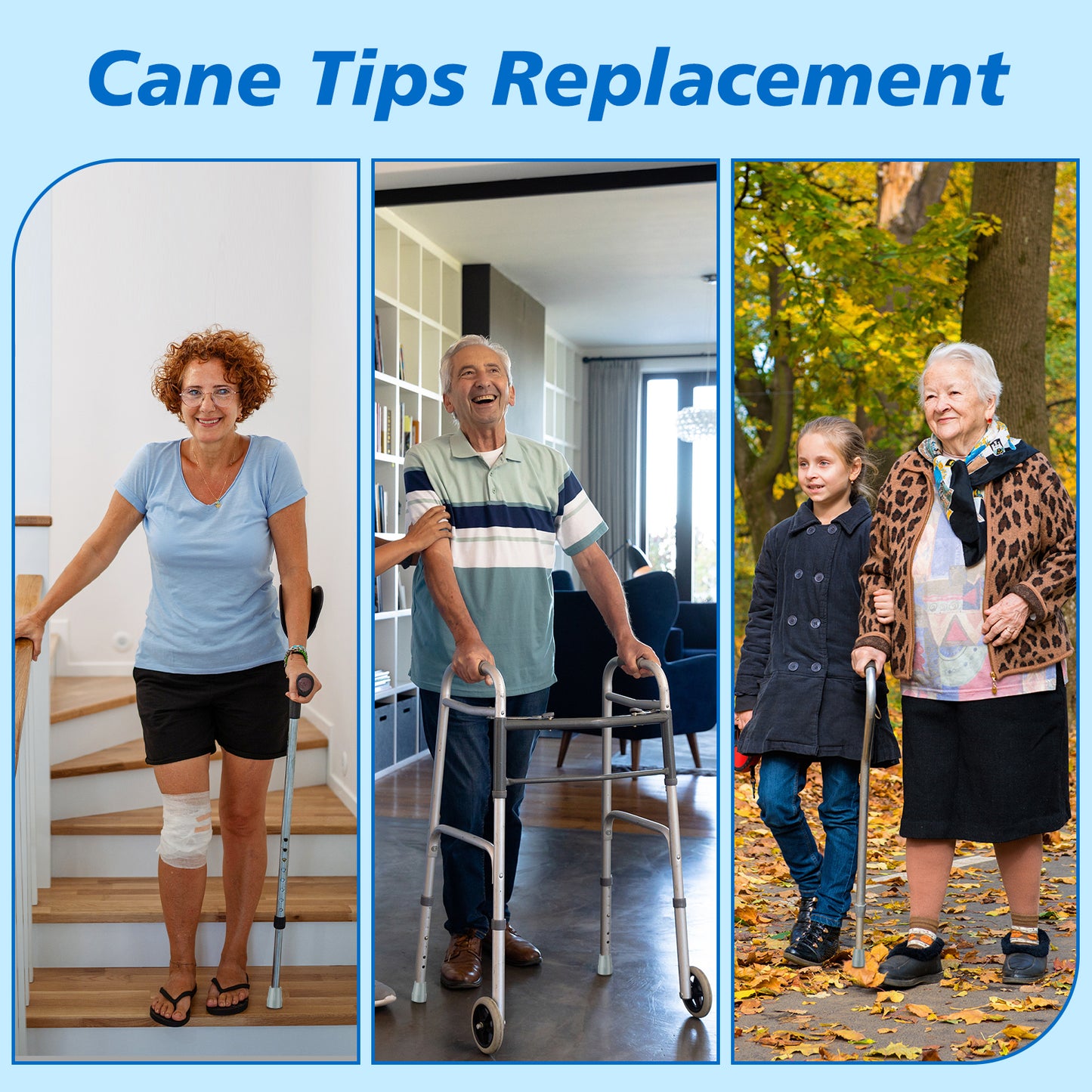 4-Pack 1" Heavy Duty Rubber Cane Tips