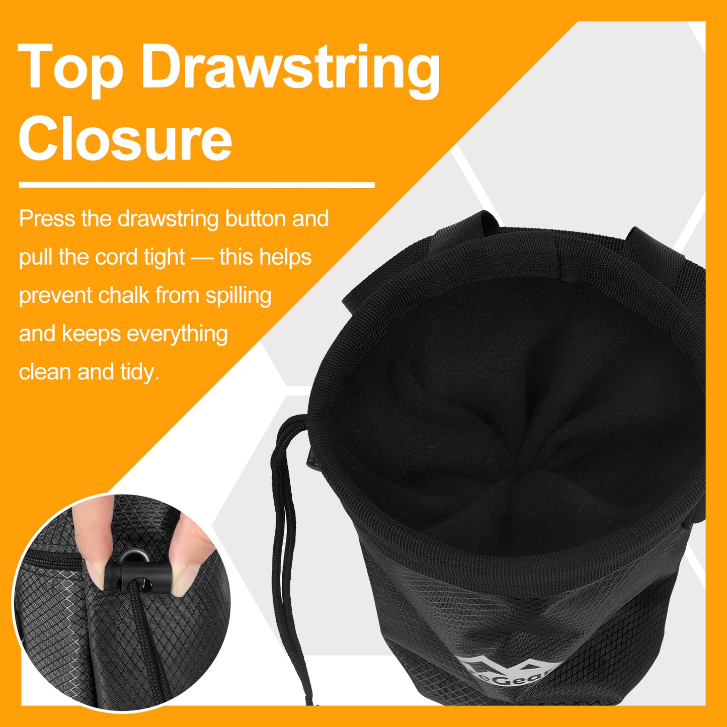Rock Climbing Chalk Bag, Large Drawstring Pouch with Zipper Pocket and Brush Holder