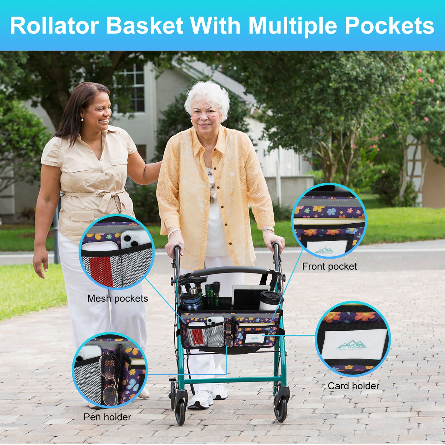 Large Capacity Rollator Basket