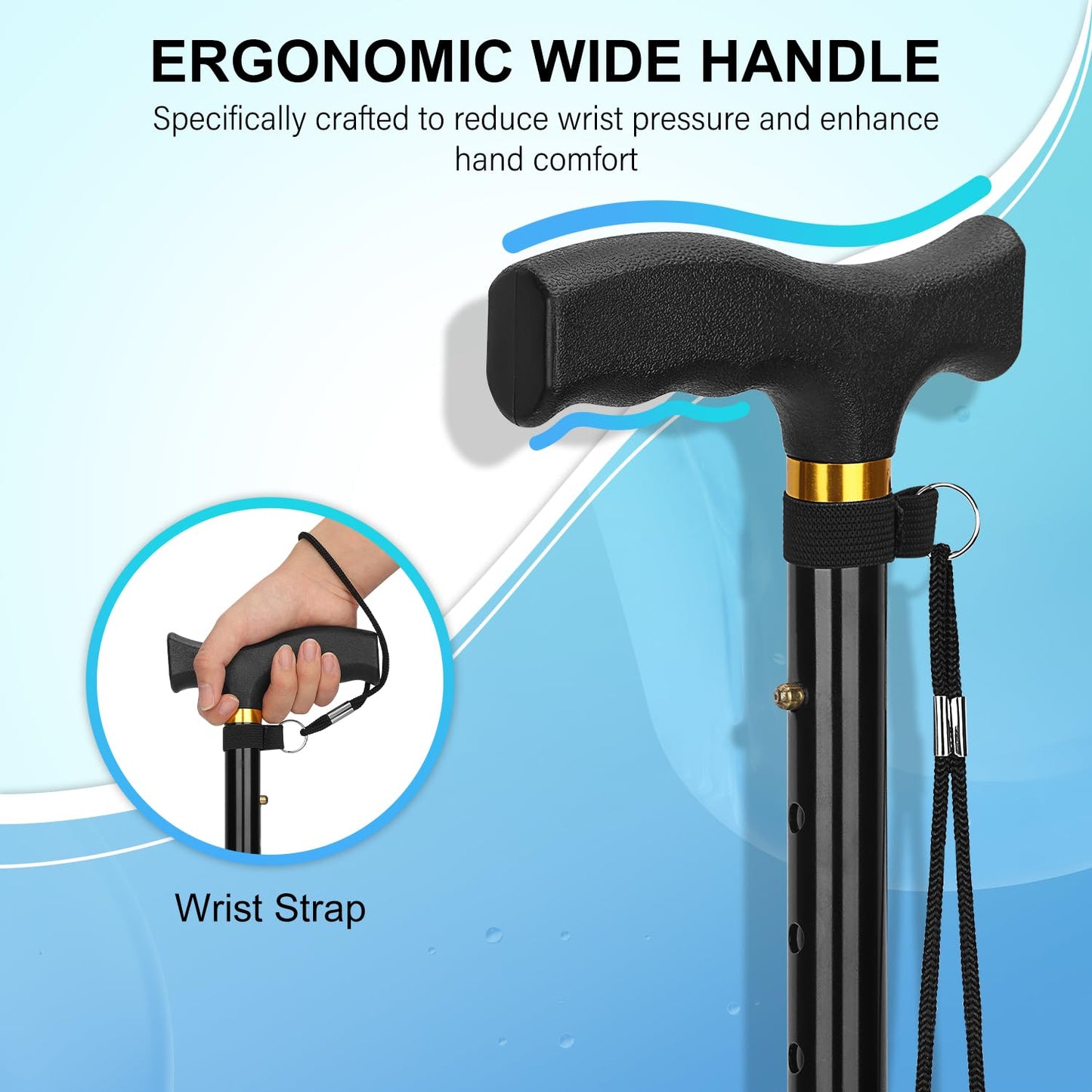 5-Level Folding Cane with T Handle