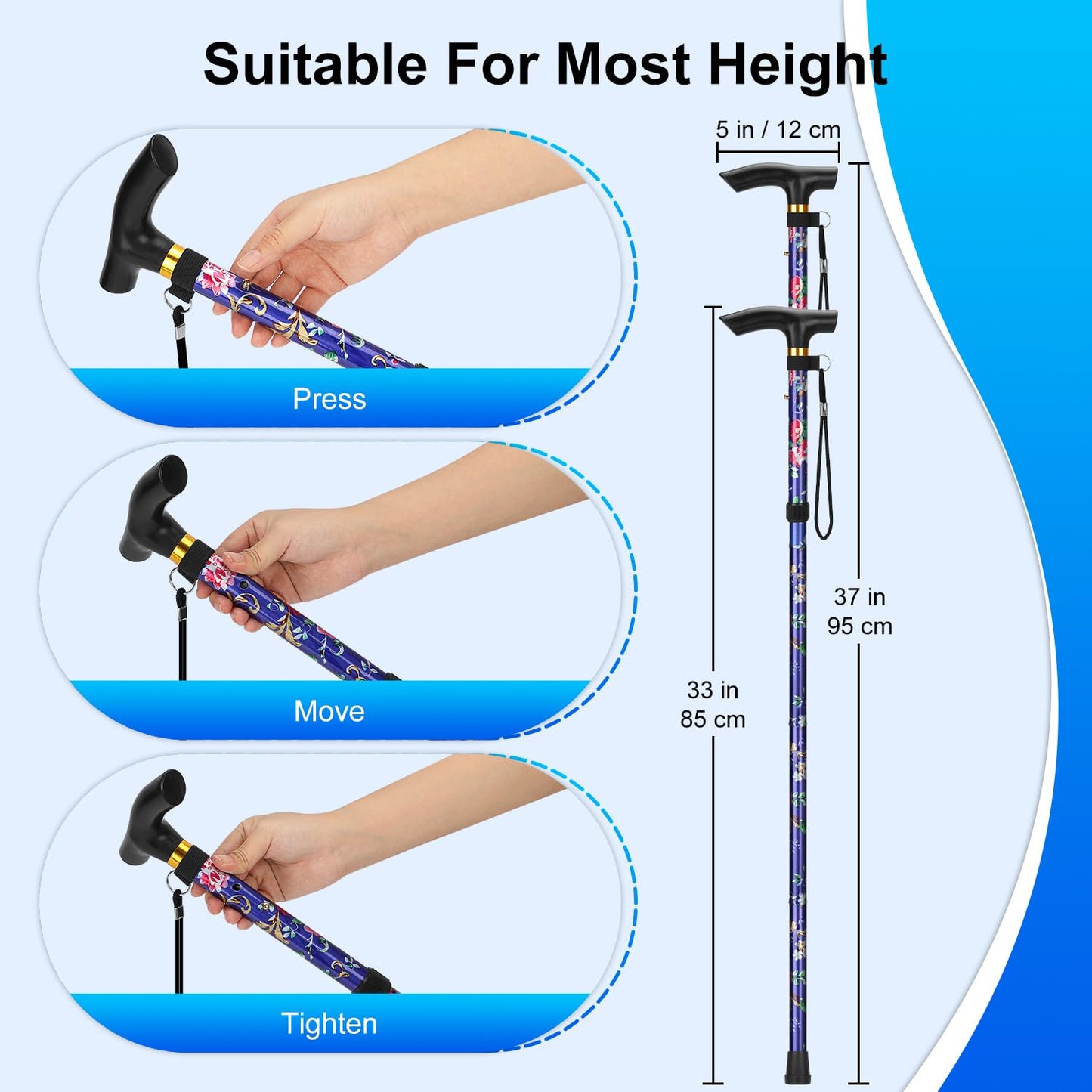 5-Level Adjustable Floral Cane