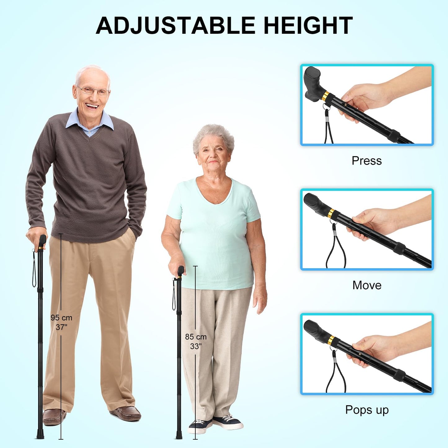 5-Level Folding Cane with T Handle