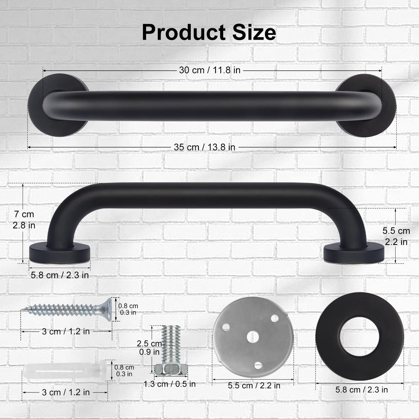2-Pack Stainless Steel Bathroom Grab Bar