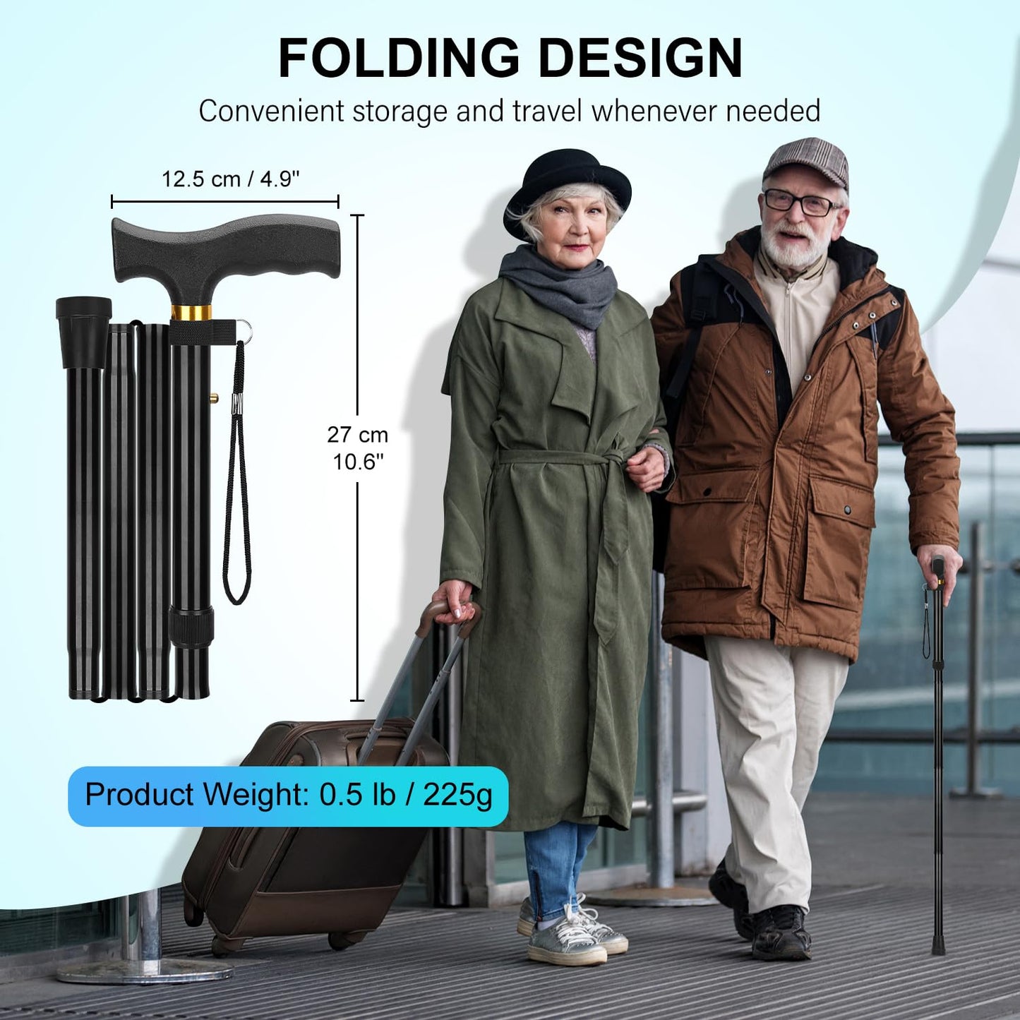 5-Level Folding Cane with T Handle