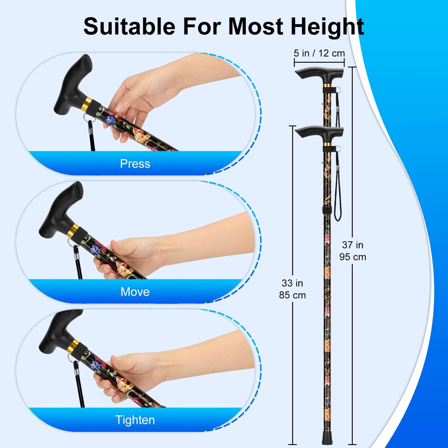 5-Level Adjustable Floral Cane