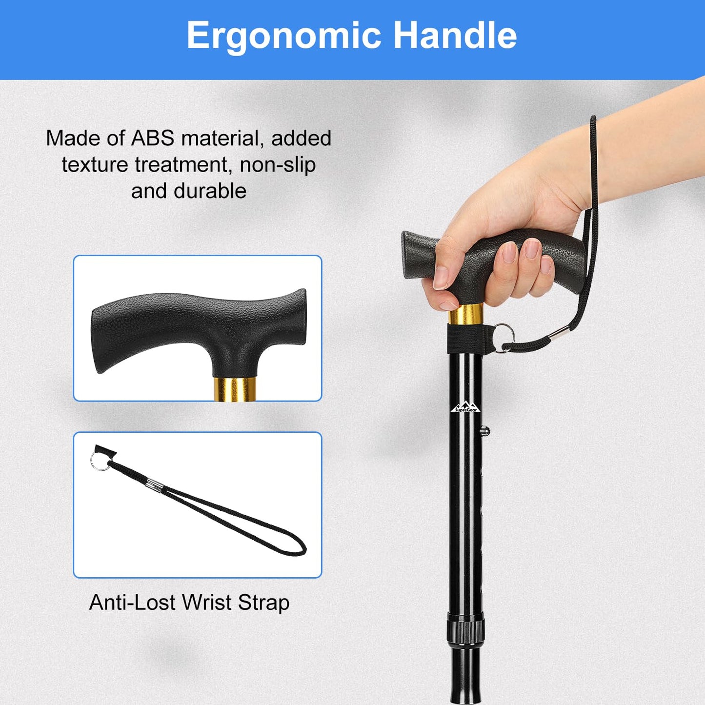 Collapsible Aluminum Folding Cane with T-Handle