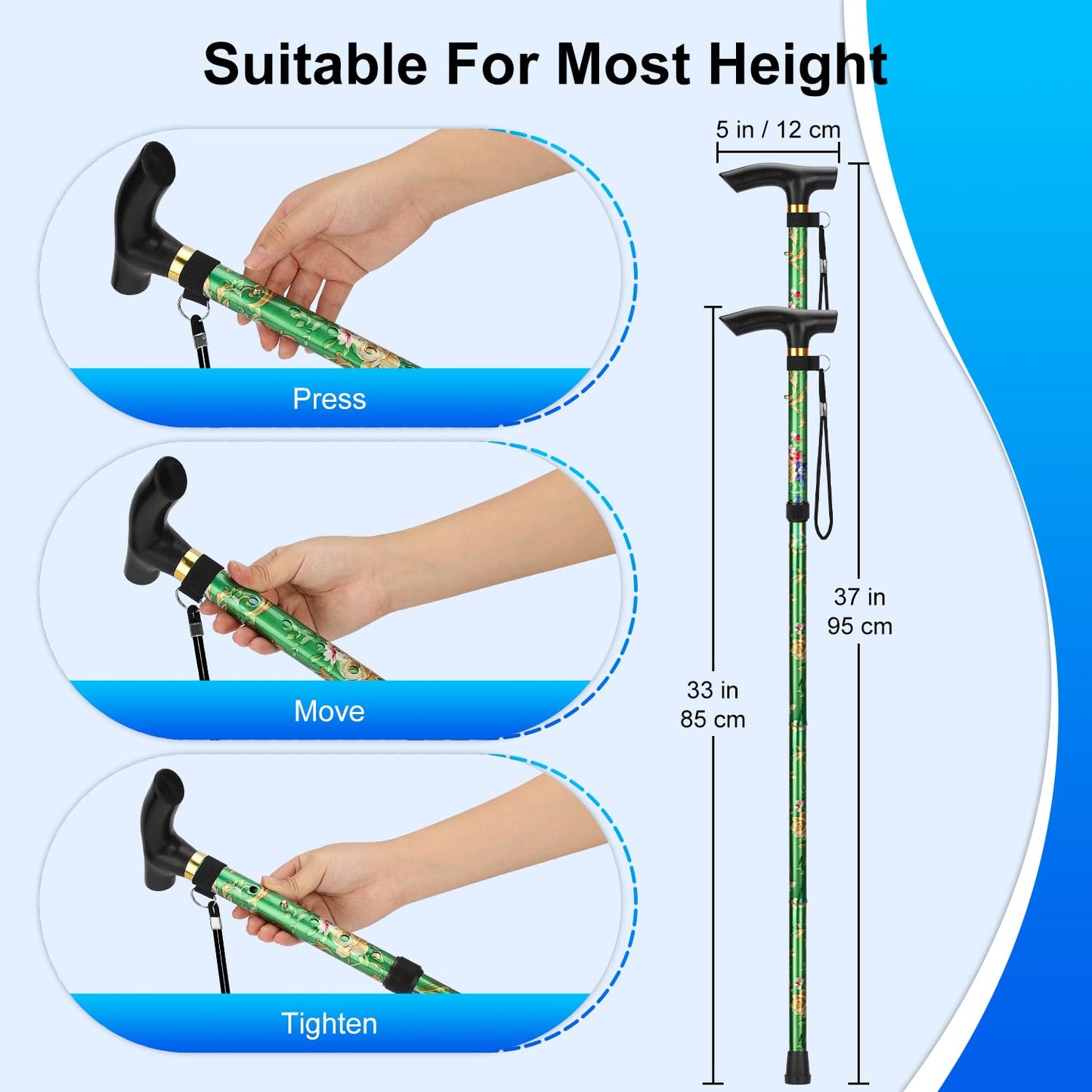 5-Level Adjustable Floral Cane