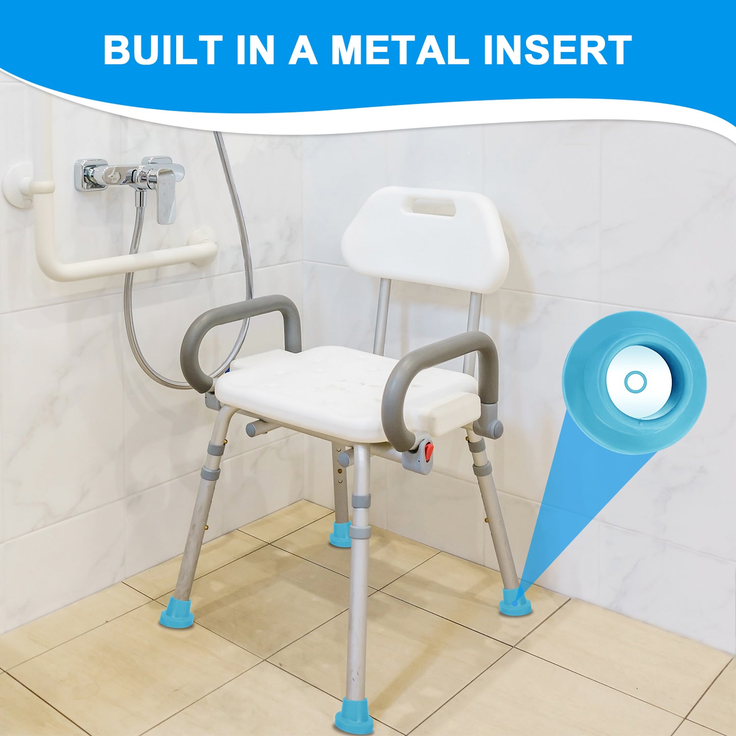 1-1/8" Shower Chair Feet, Non-Slip Suction Pads, 4-Pack