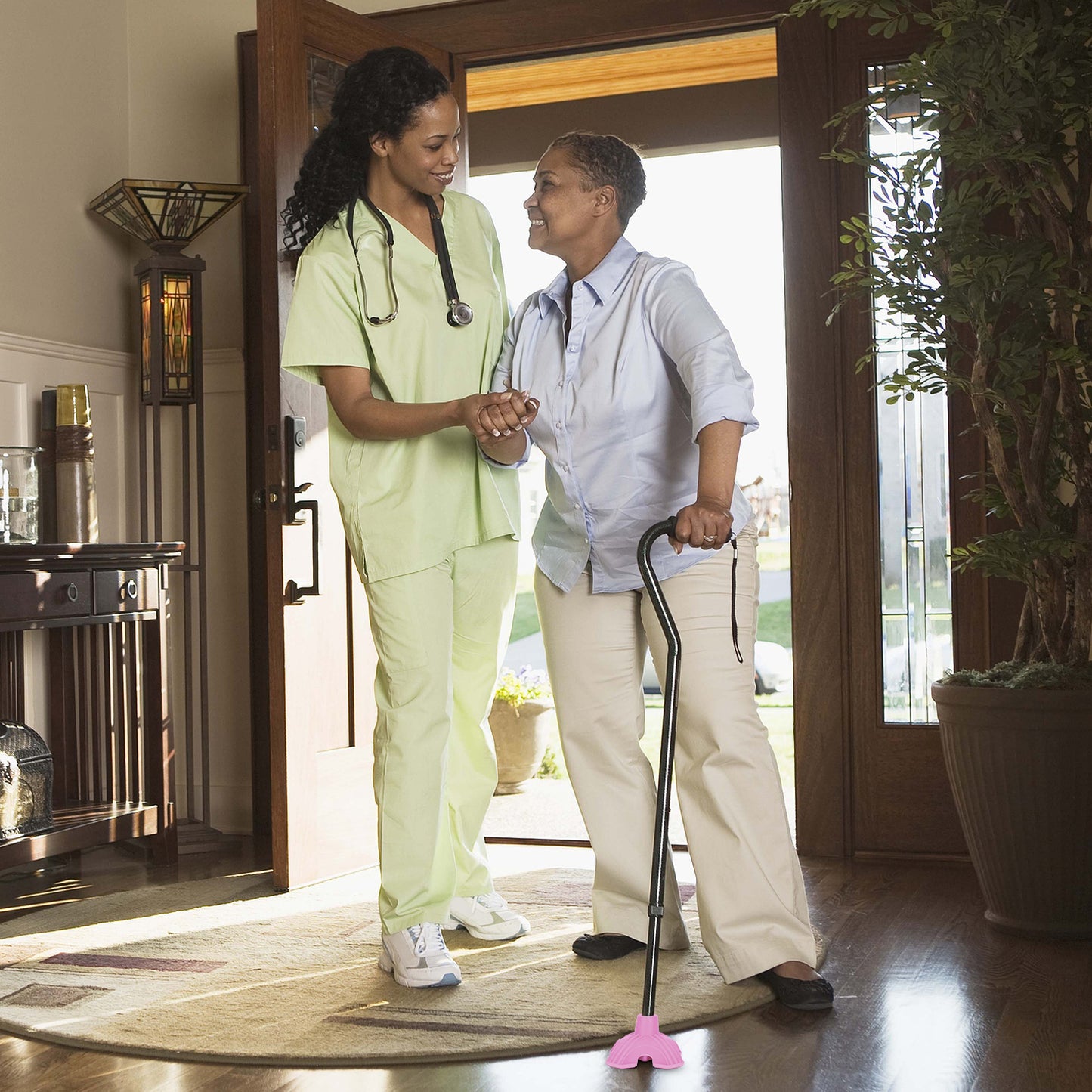 Self-Standing Cane Tip, 3/4 Inch Quad Rubber Base