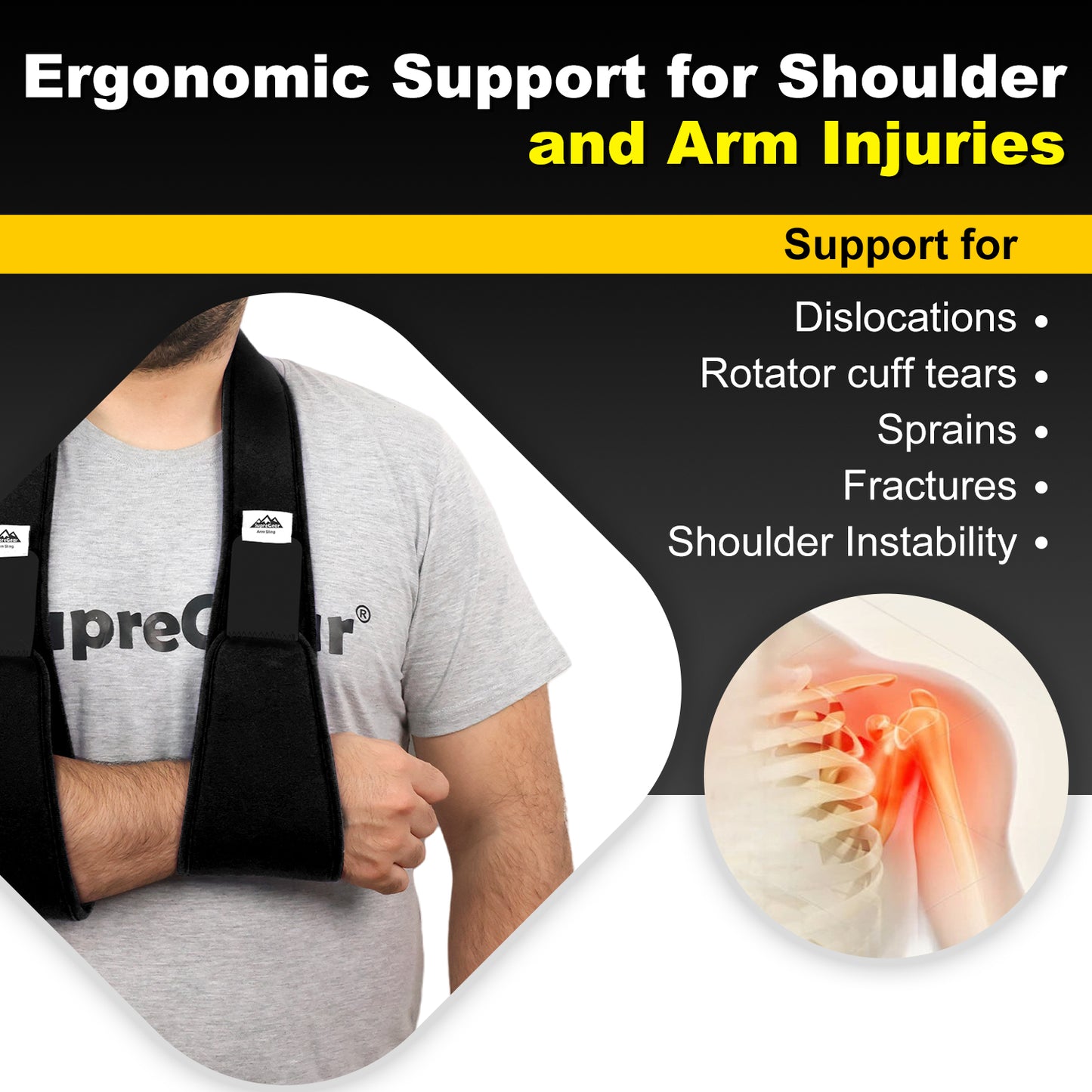 Arm Sling Shoulder Immobilizer, 0.18 lb Lightweight Support with 61" Adjustable Straps