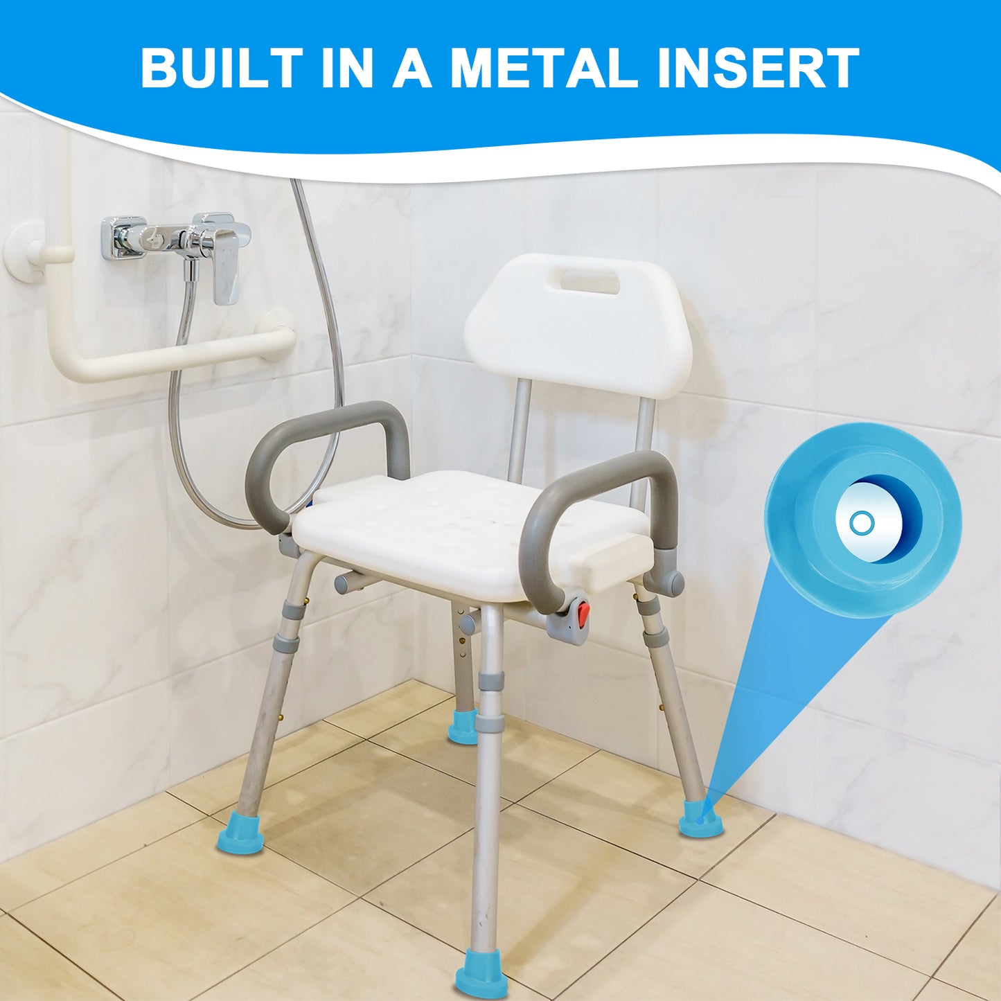1 Inch Shower Chair Feet, Non-Slip Suction Tips, 4PCS