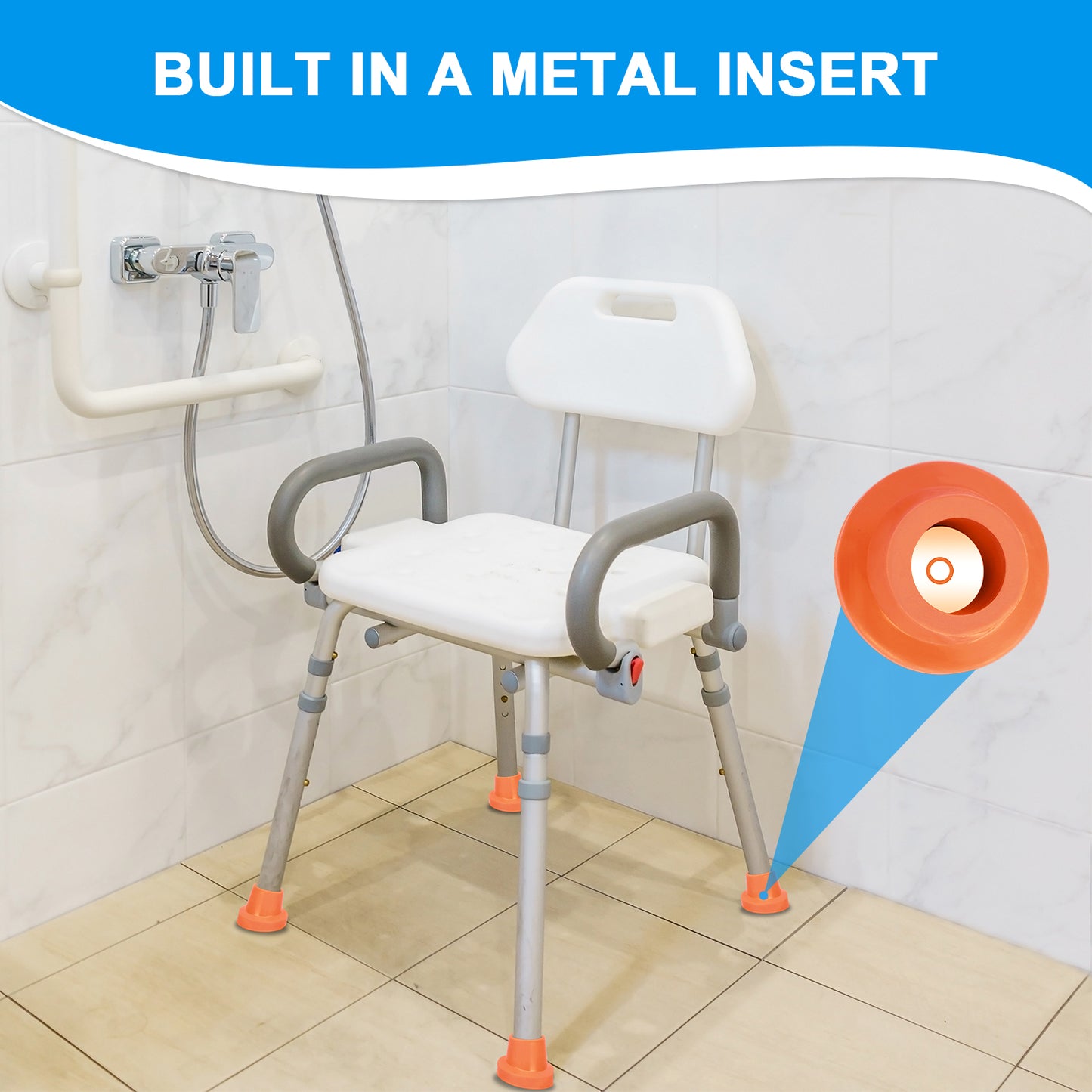 1 Inch Shower Chair Feet, Non-Slip Suction Tips, 4PCS