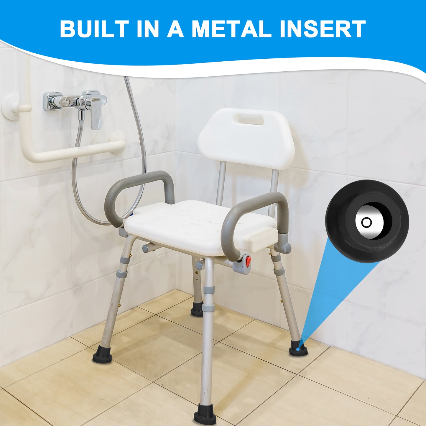 1 Inch Shower Chair Feet, Non-Slip Suction Tips, 4PCS