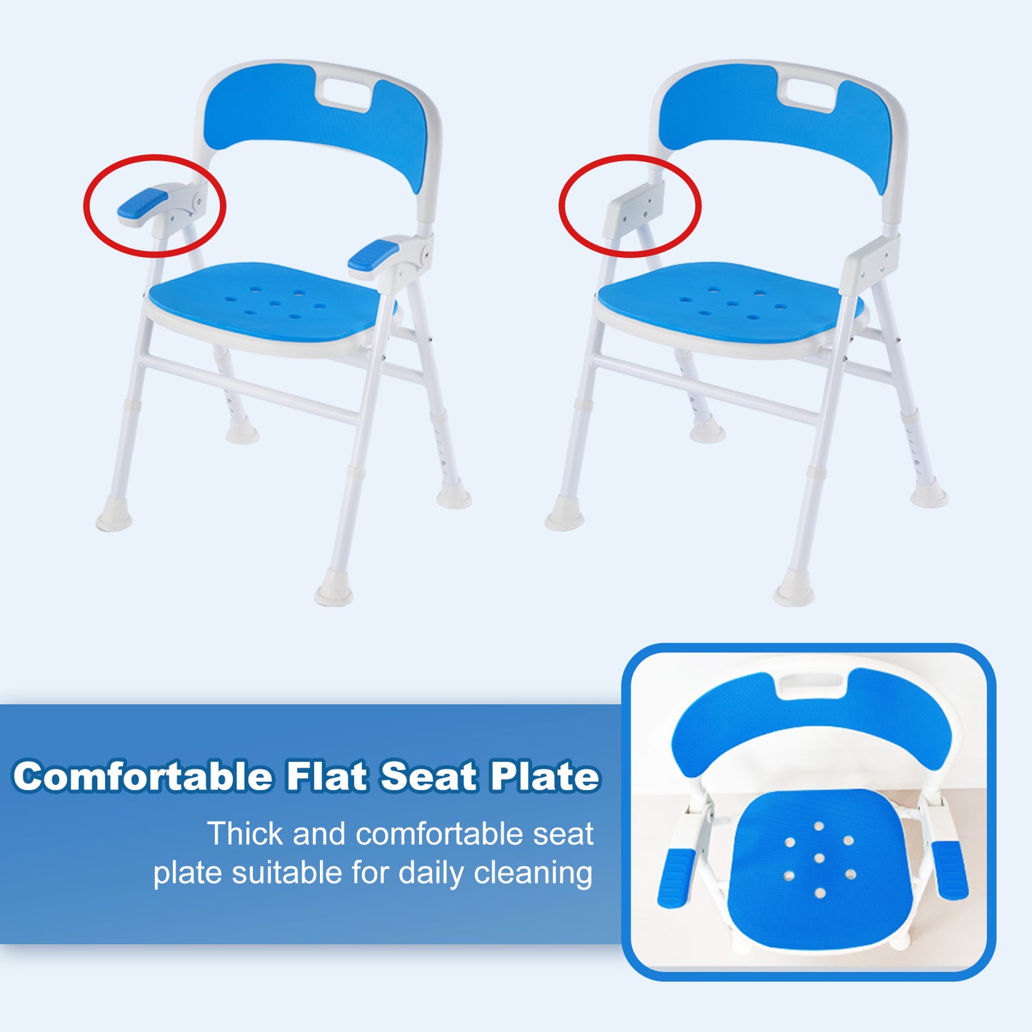 Instant-Fold Shower Chair w/ Adjustable Height & EVA Cushion