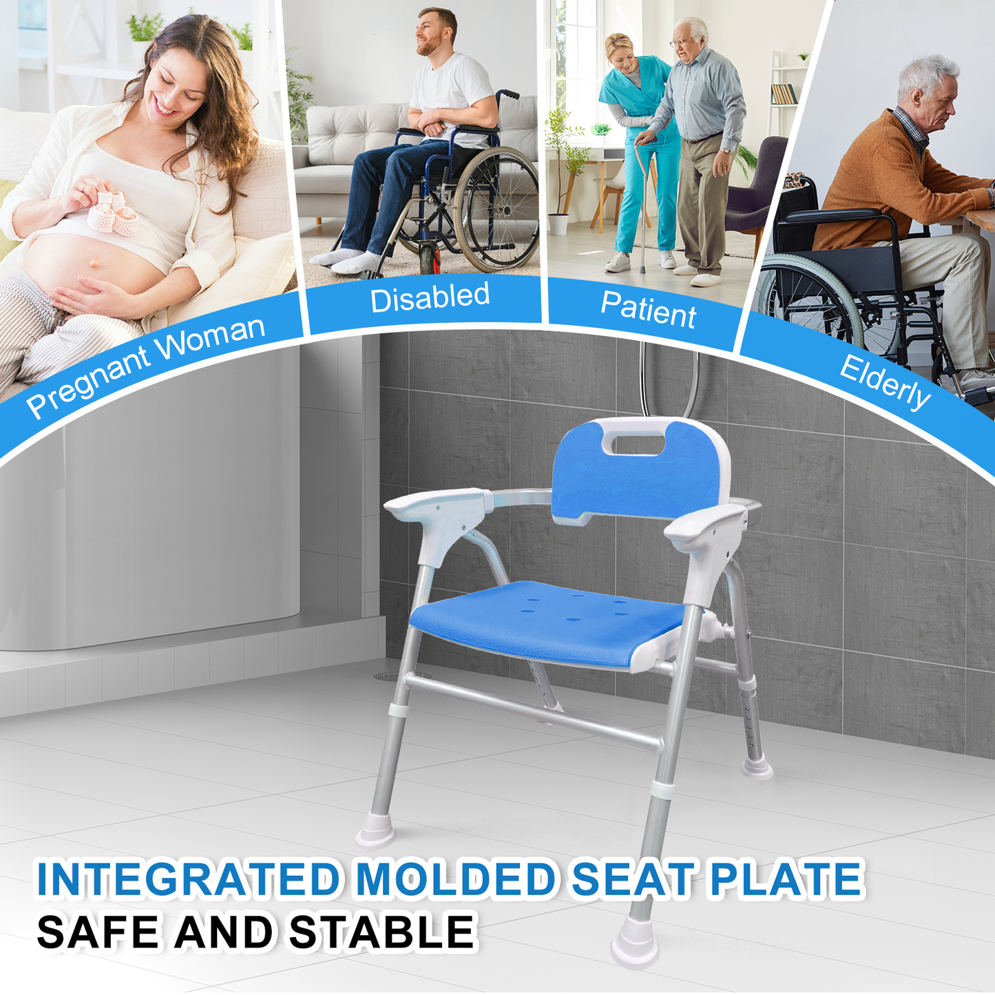 Quick-Fold Shower Chair w/ Anti-Slip Seats