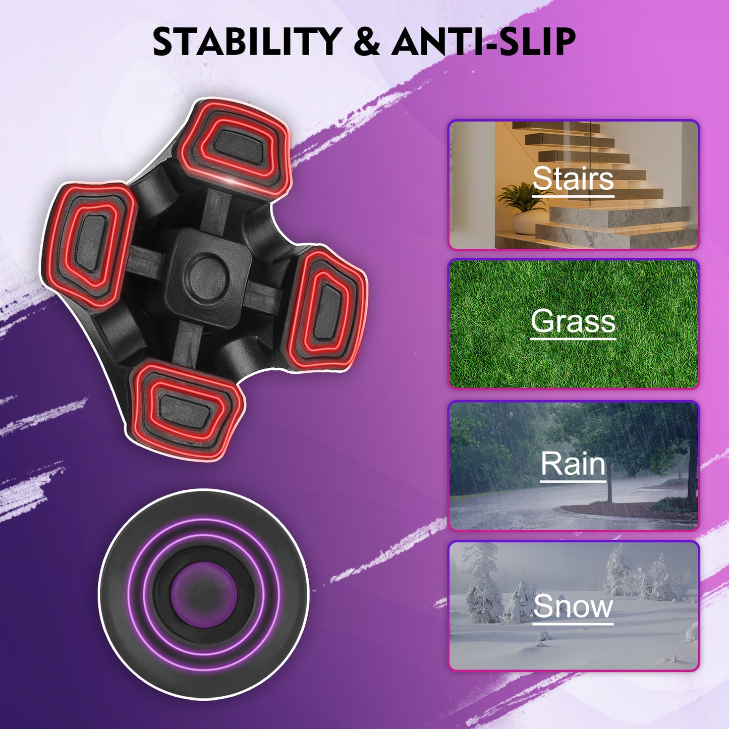 Foldable Walking Cane, Collapsible with Self-Standing Tip