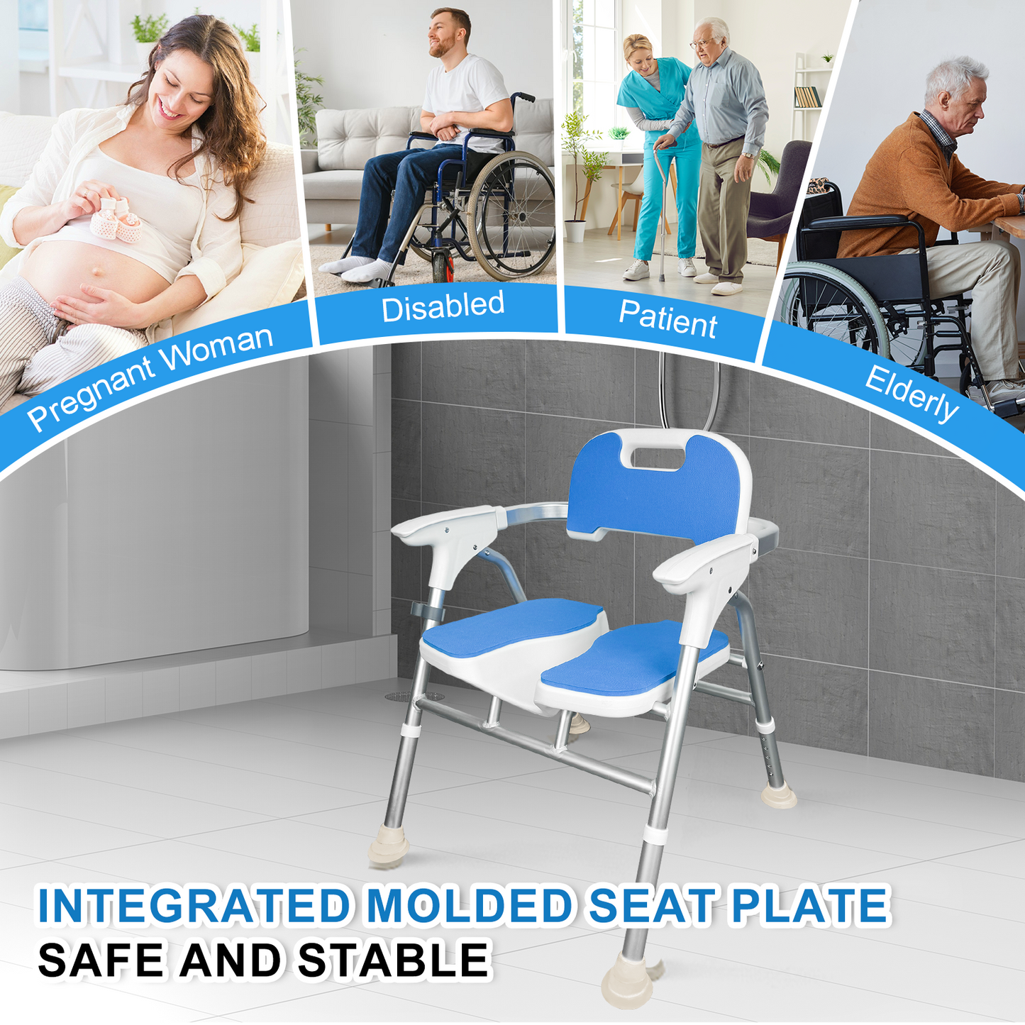 Quick-Fold Shower Chair w/ Anti-Slip Seats