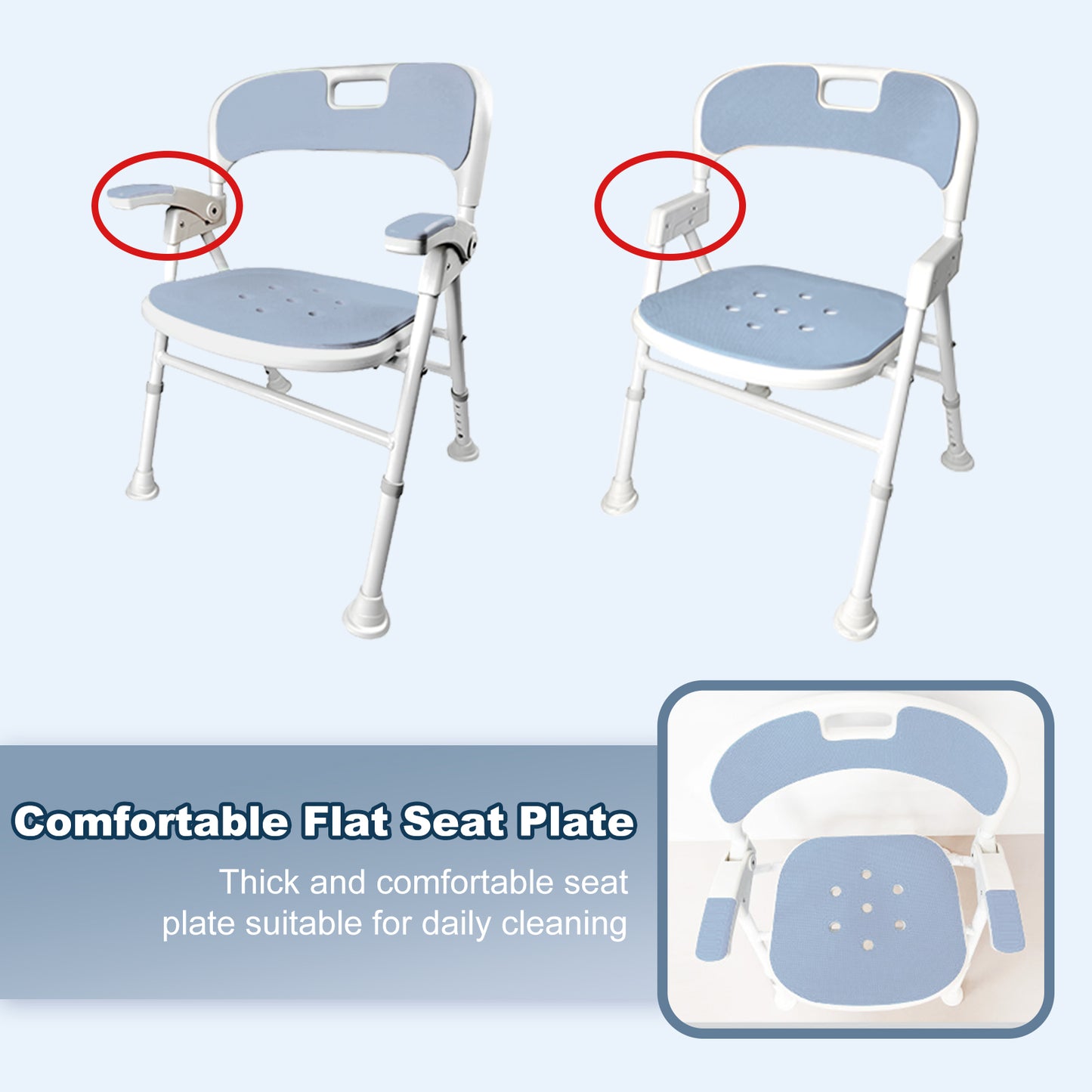 Instant-Fold Shower Chair w/ Adjustable Height & EVA Cushion
