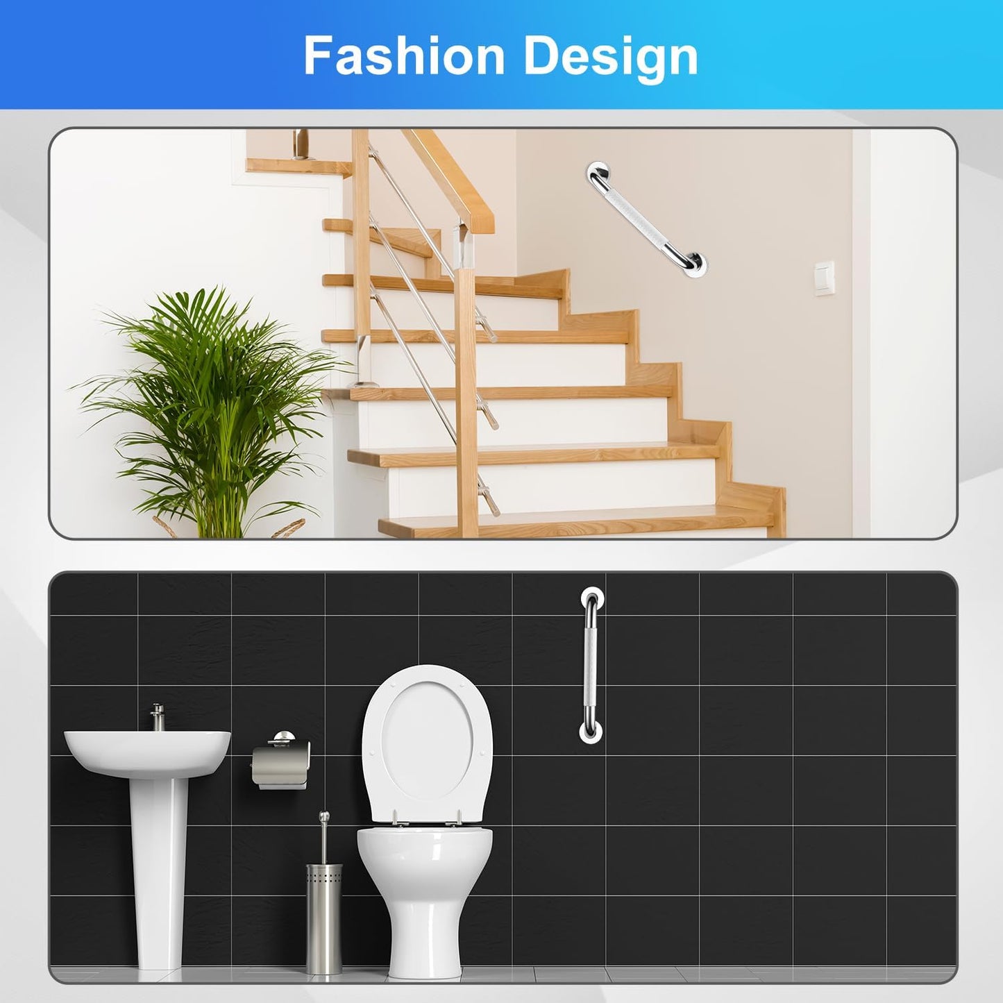 Anti-Slip 12 Inch Grab Bar for Bathroom