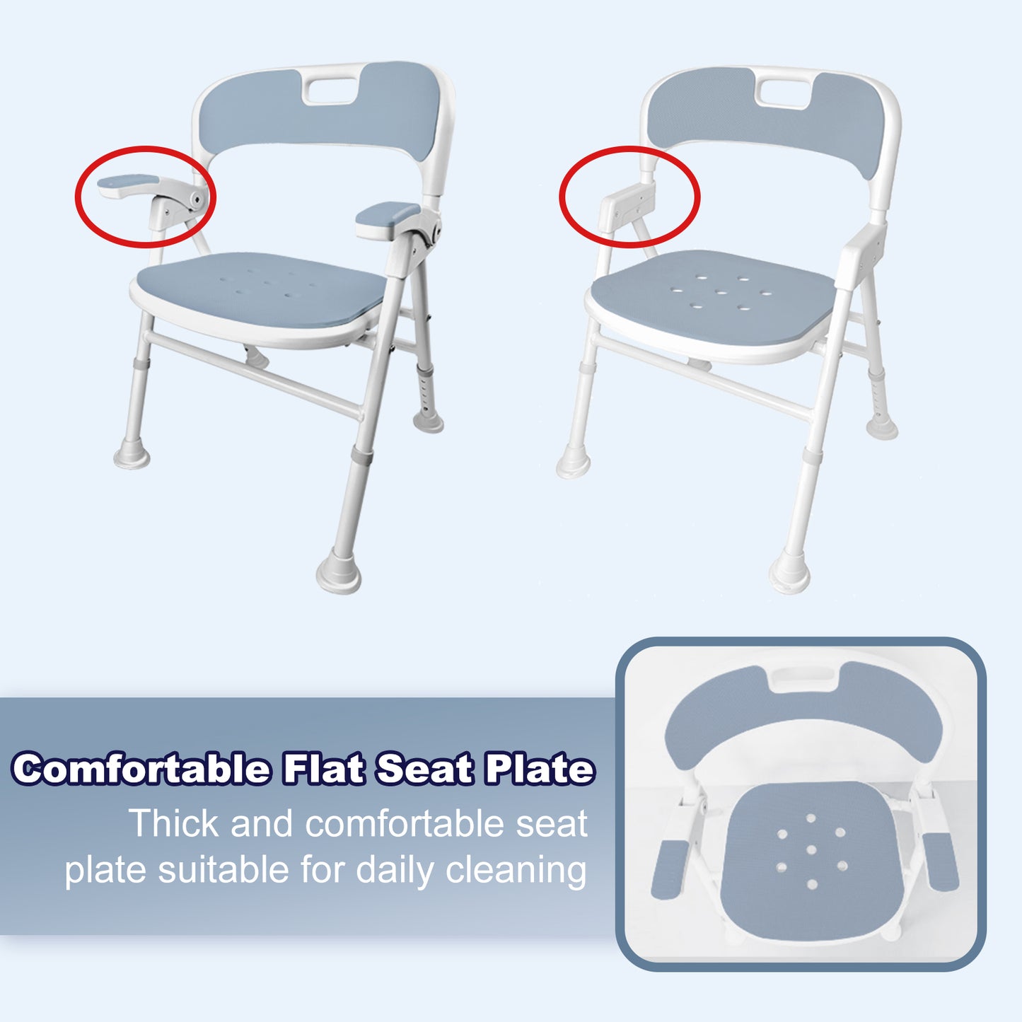Instant-Fold Shower Chair w/ Adjustable Height & EVA Cushion