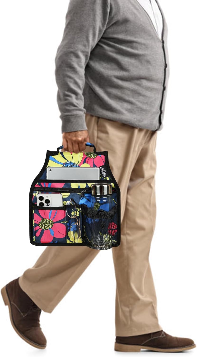 Walker Side Bag Organizer for Side Bar Walkers with 8 Pockets