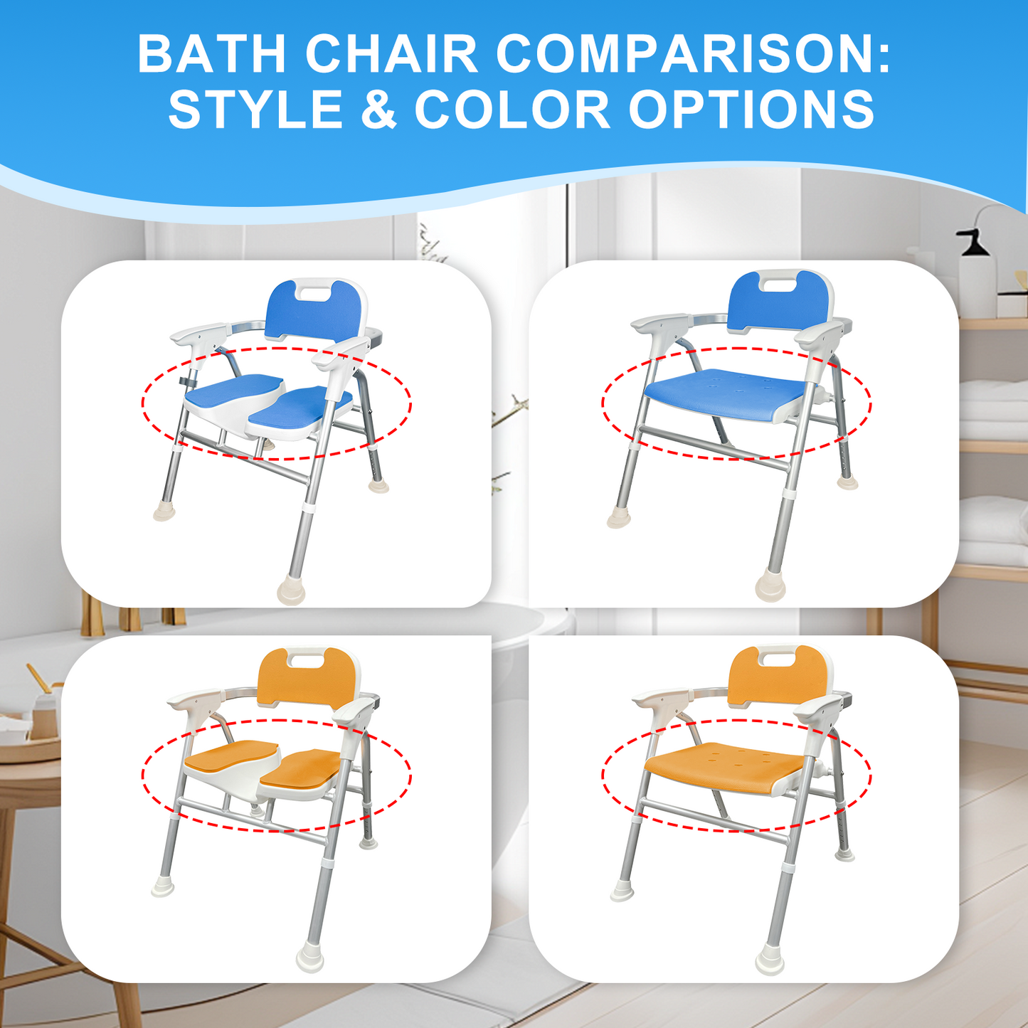 Quick-Fold Shower Chair w/ Anti-Slip Seats