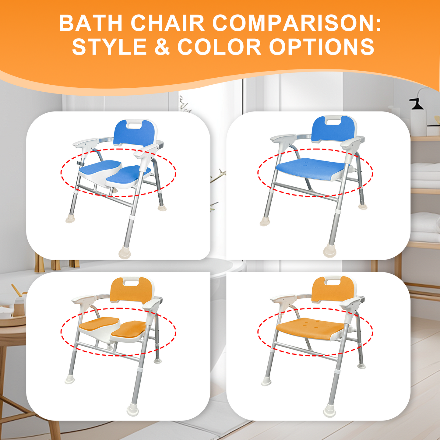 Quick-Fold Shower Chair w/ Anti-Slip Seats