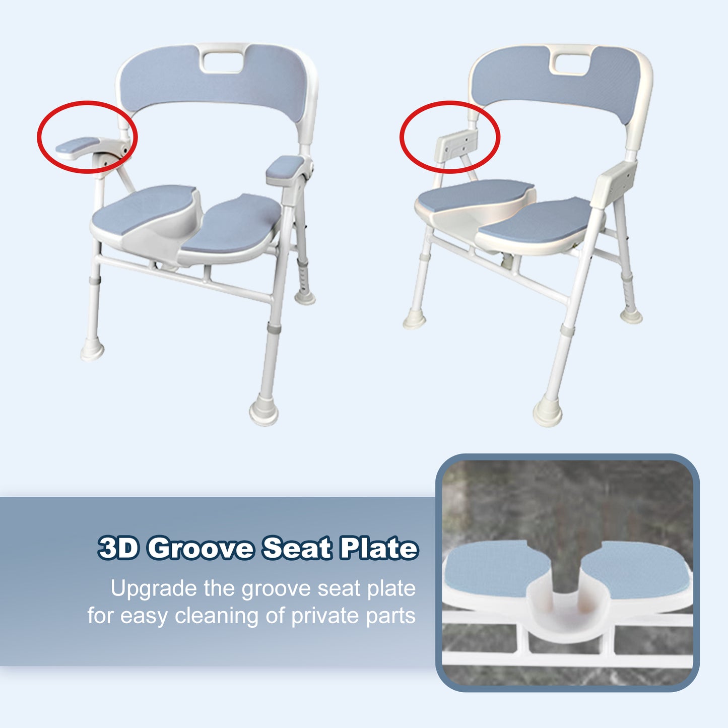Instant-Fold Shower Chair w/ Adjustable Height & EVA Cushion