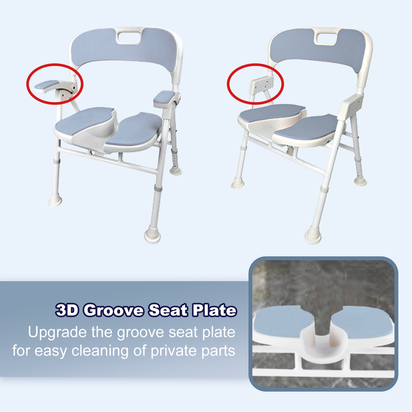 Instant-Fold Shower Chair w/ Adjustable Height & EVA Cushion