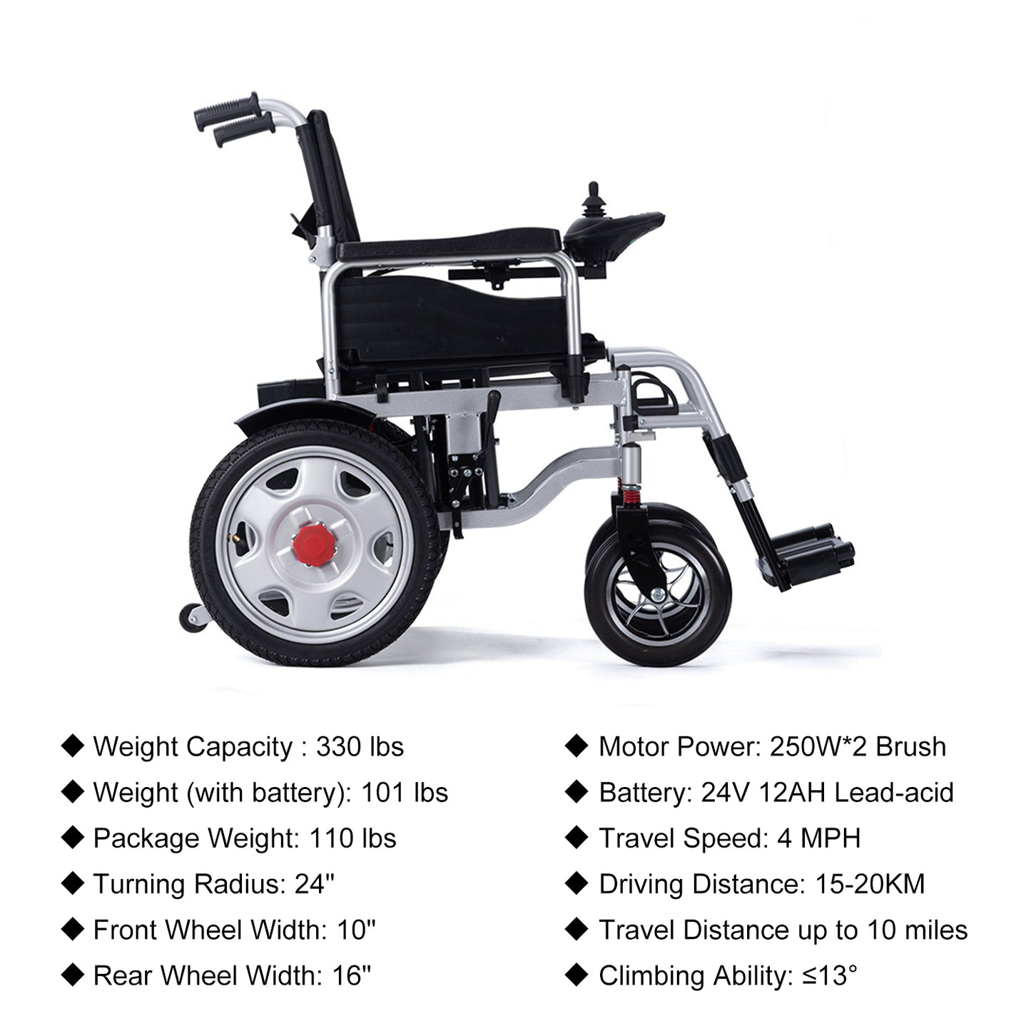 Save 70% - Foldable Electric Wheelchair w/2 Batteries with Charger, 500W