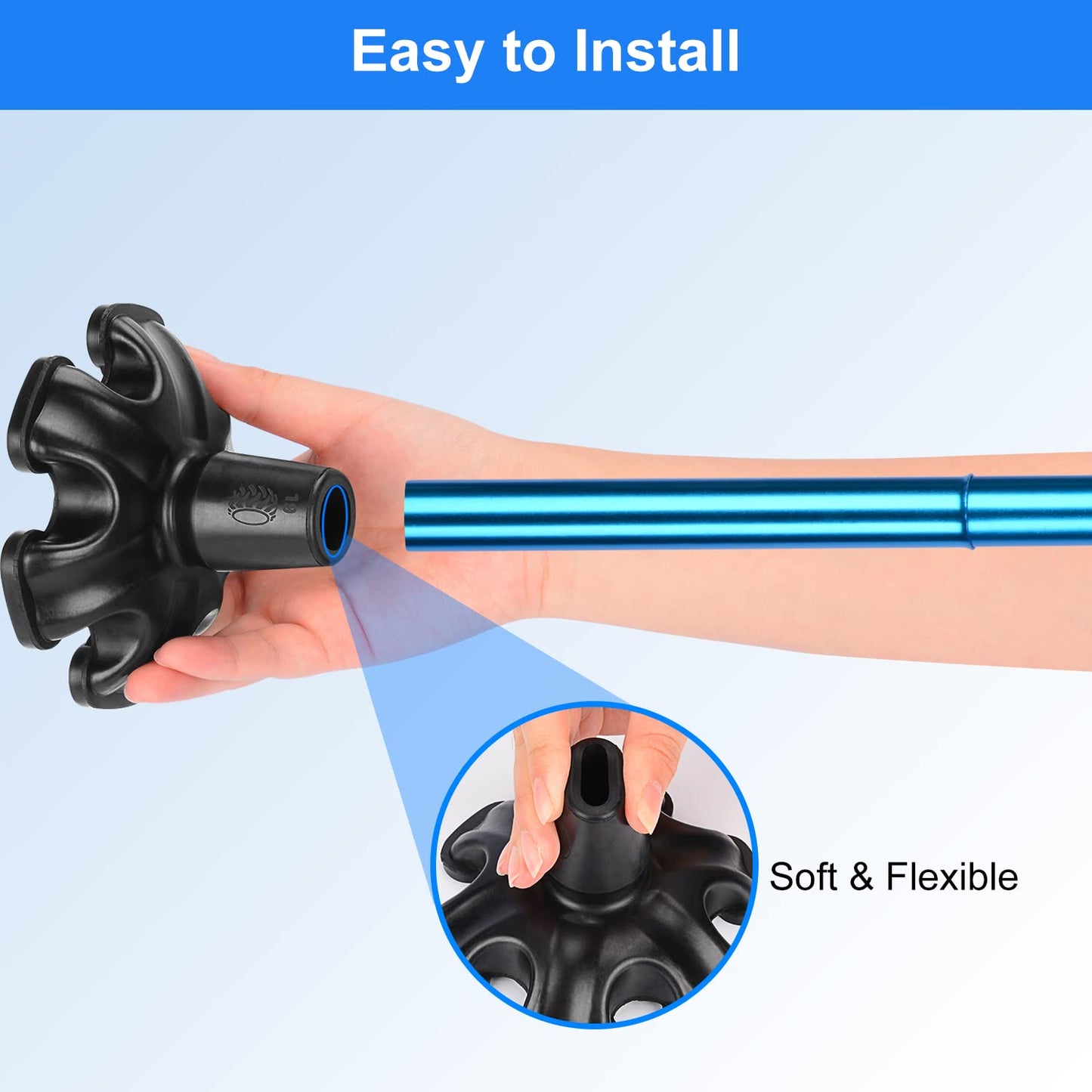 1 Pack Non-Slip Cane Tips with 6 Prong
